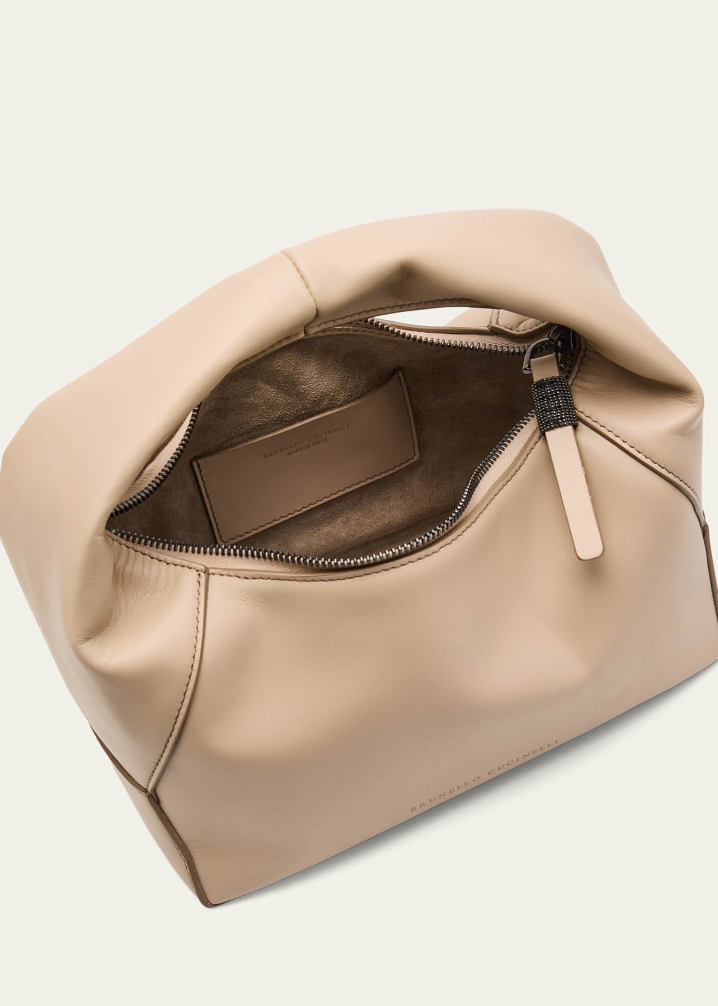 Brunello Cucinelli Zip Leather Top-Handle Bag Image 4 of 6