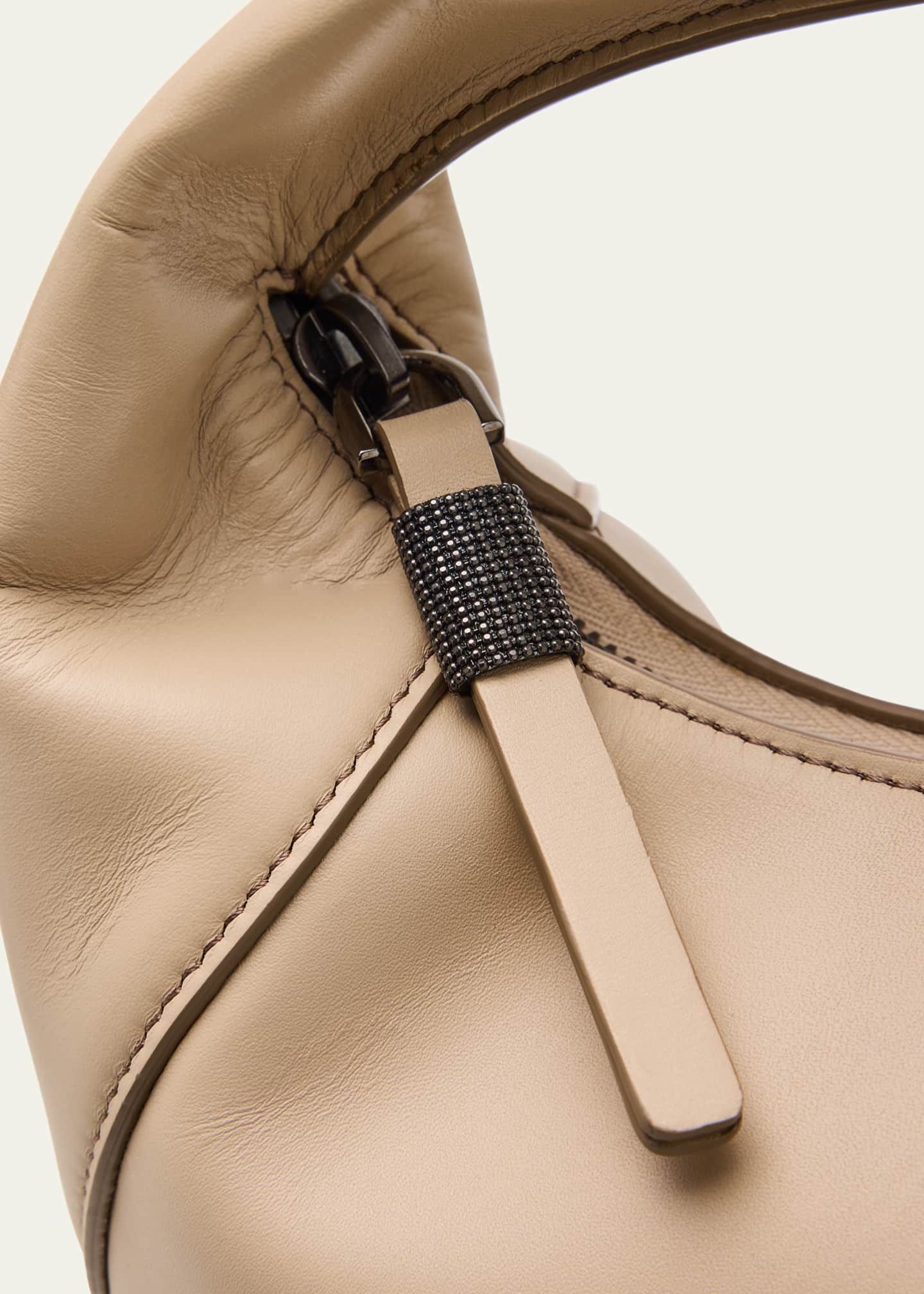 Brunello Cucinelli Zip Leather Top-Handle Bag Image 6 of 6