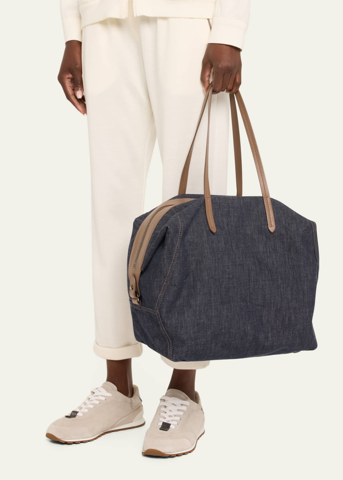 Brunello Cucinelli Duo Denim Traveler Shoulder Bag Image 2 of 6