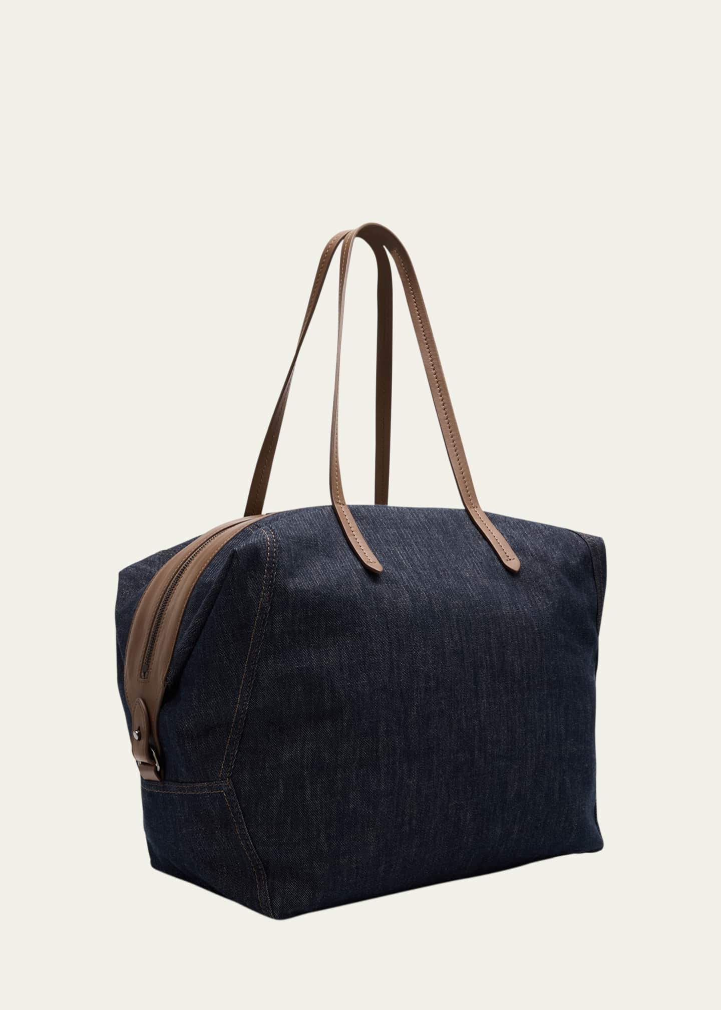 Brunello Cucinelli Duo Denim Traveler Shoulder Bag Image 3 of 6