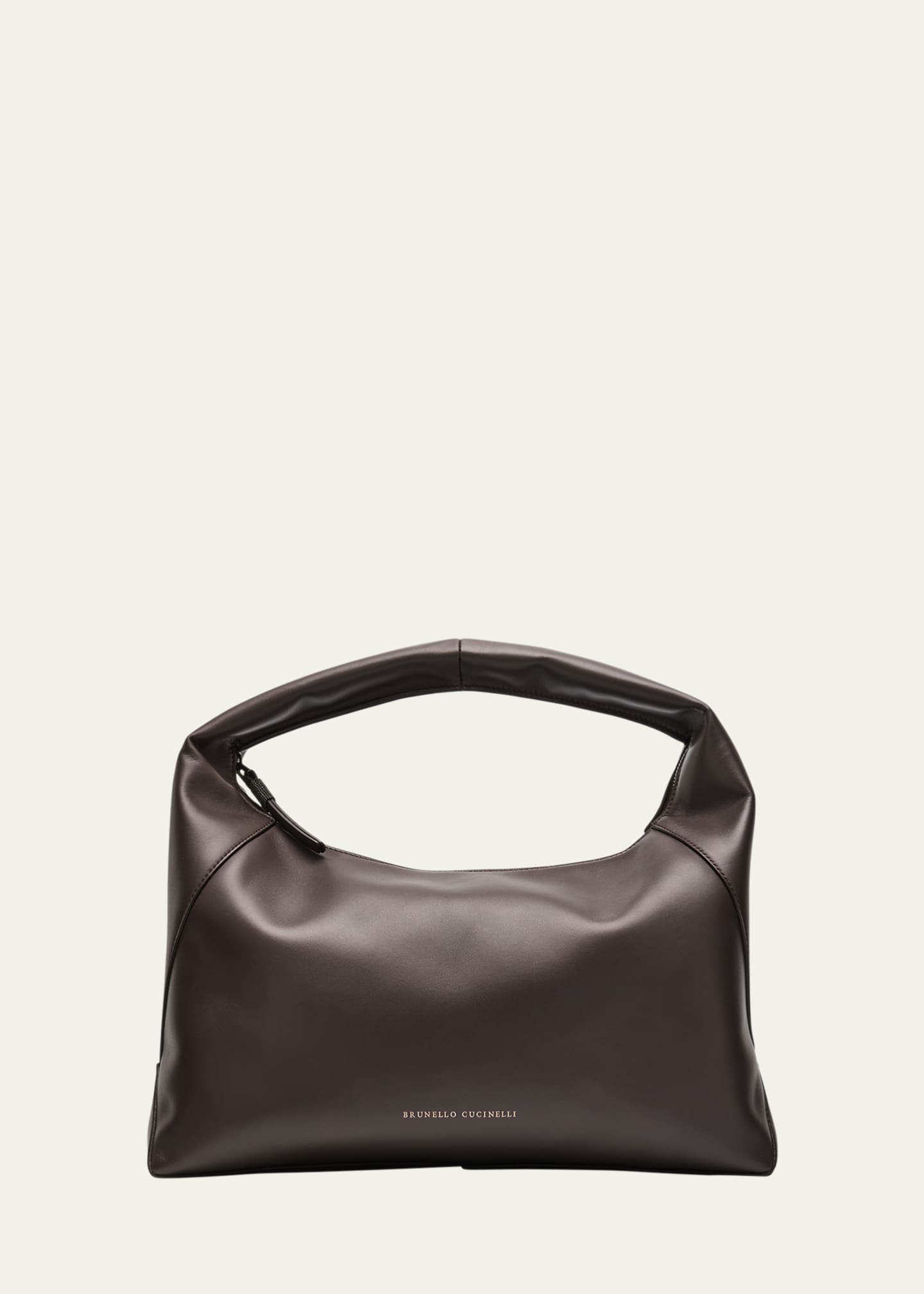Brunello Cucinelli Zip Calf Leather Hobo Bag Image 1 of 6