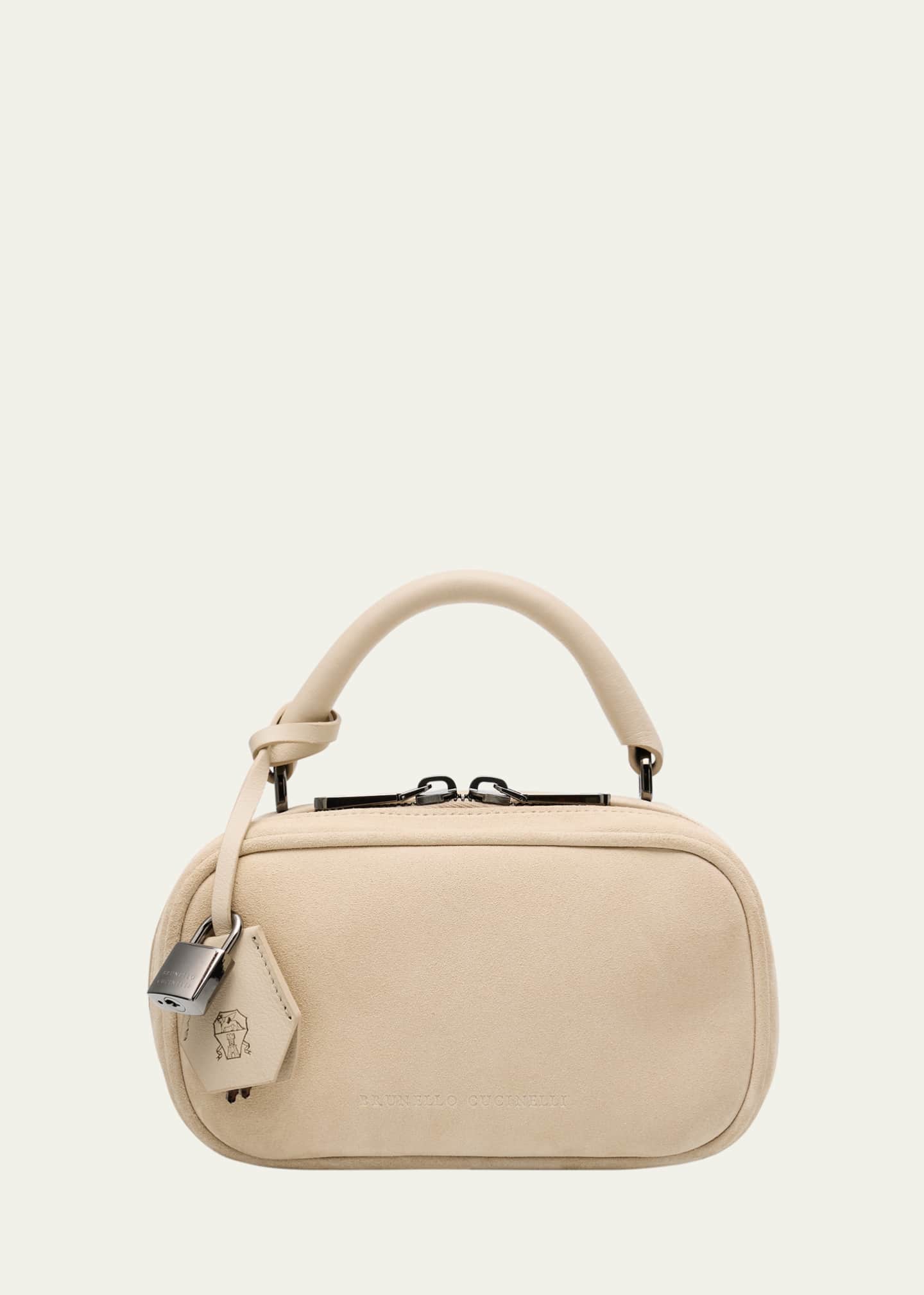 Brunello Cucinelli Mini Zip Suede Top-Handle Bag Image 1 of 6