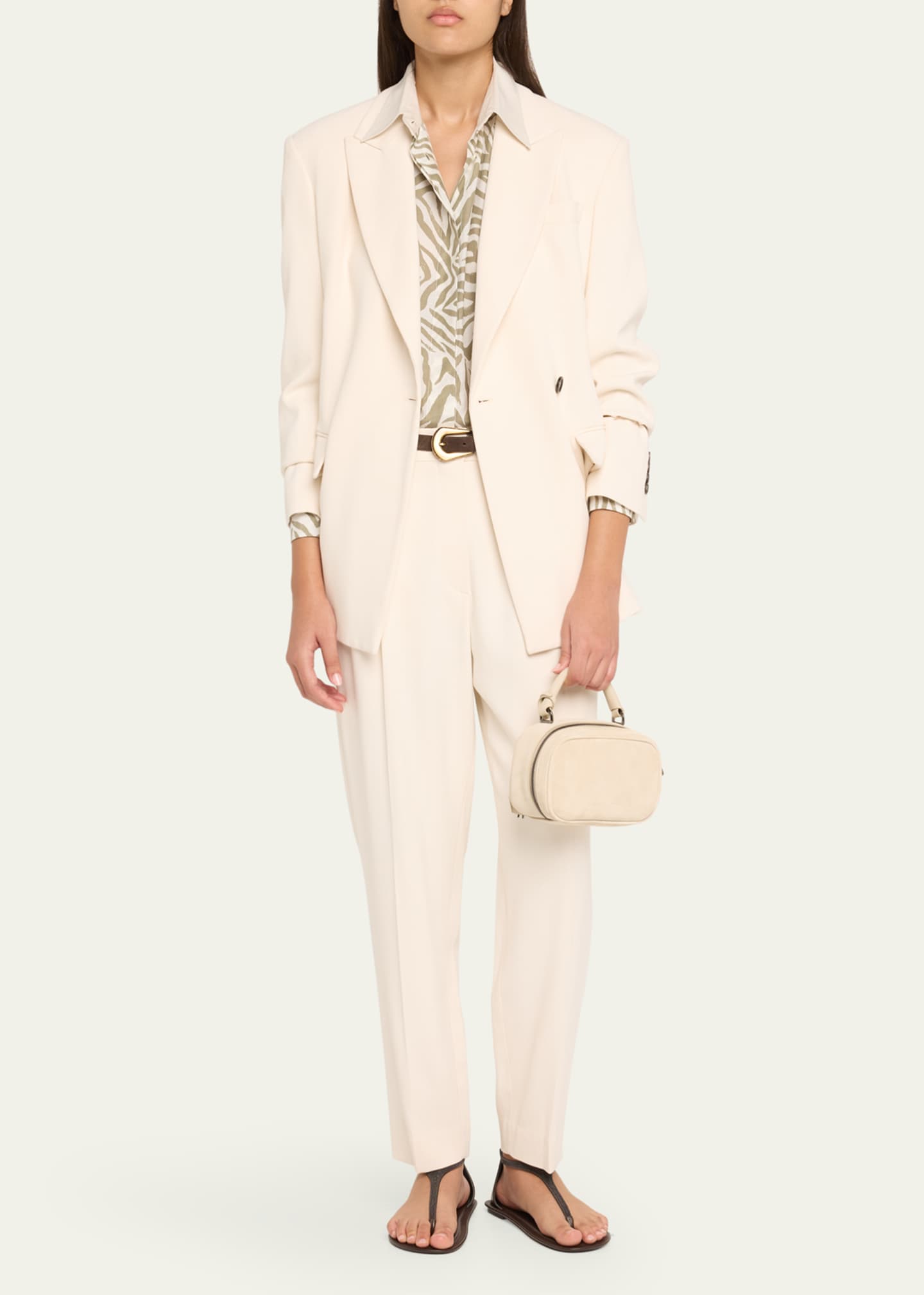 Brunello Cucinelli Mini Zip Suede Top-Handle Bag Image 5 of 6