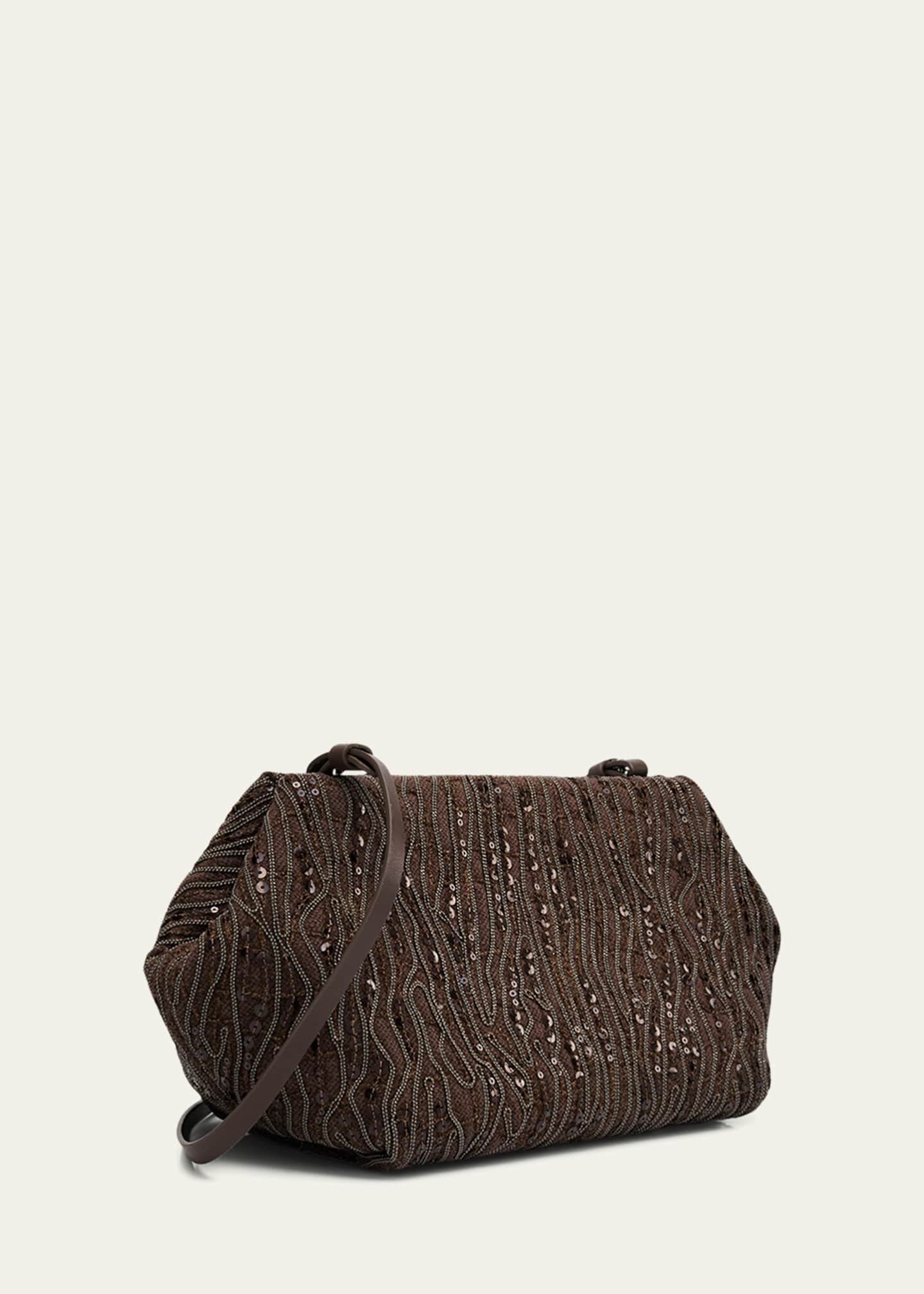 Brunello Cucinelli Pleated Mesh Monili Clutch Bag Image 3 of 6