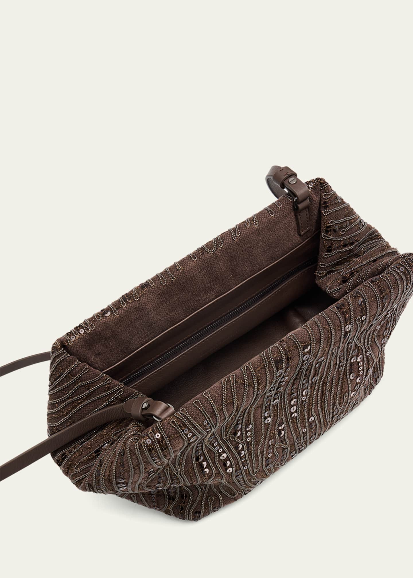 Brunello Cucinelli Pleated Mesh Monili Clutch Bag Image 4 of 6