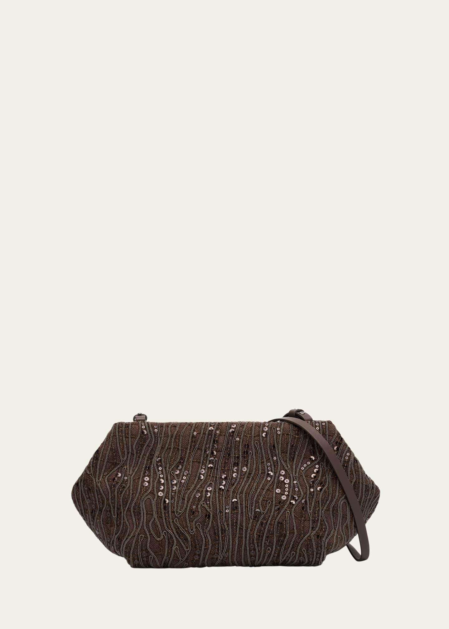 Brunello Cucinelli Pleated Mesh Monili Clutch Bag Image 1 of 6