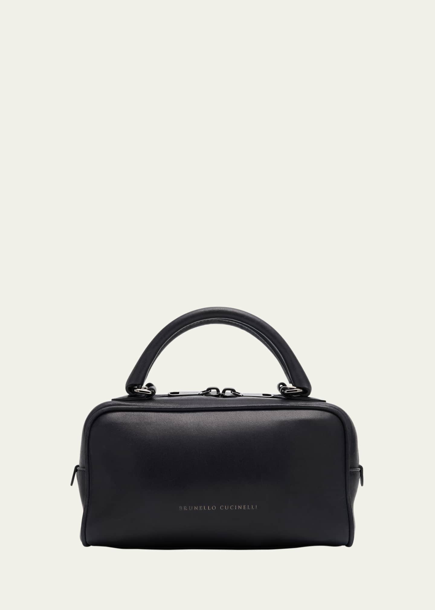 Brunello Cucinelli Medium Glossy Napa Boston Top-Handle Bag Image 1 of 6