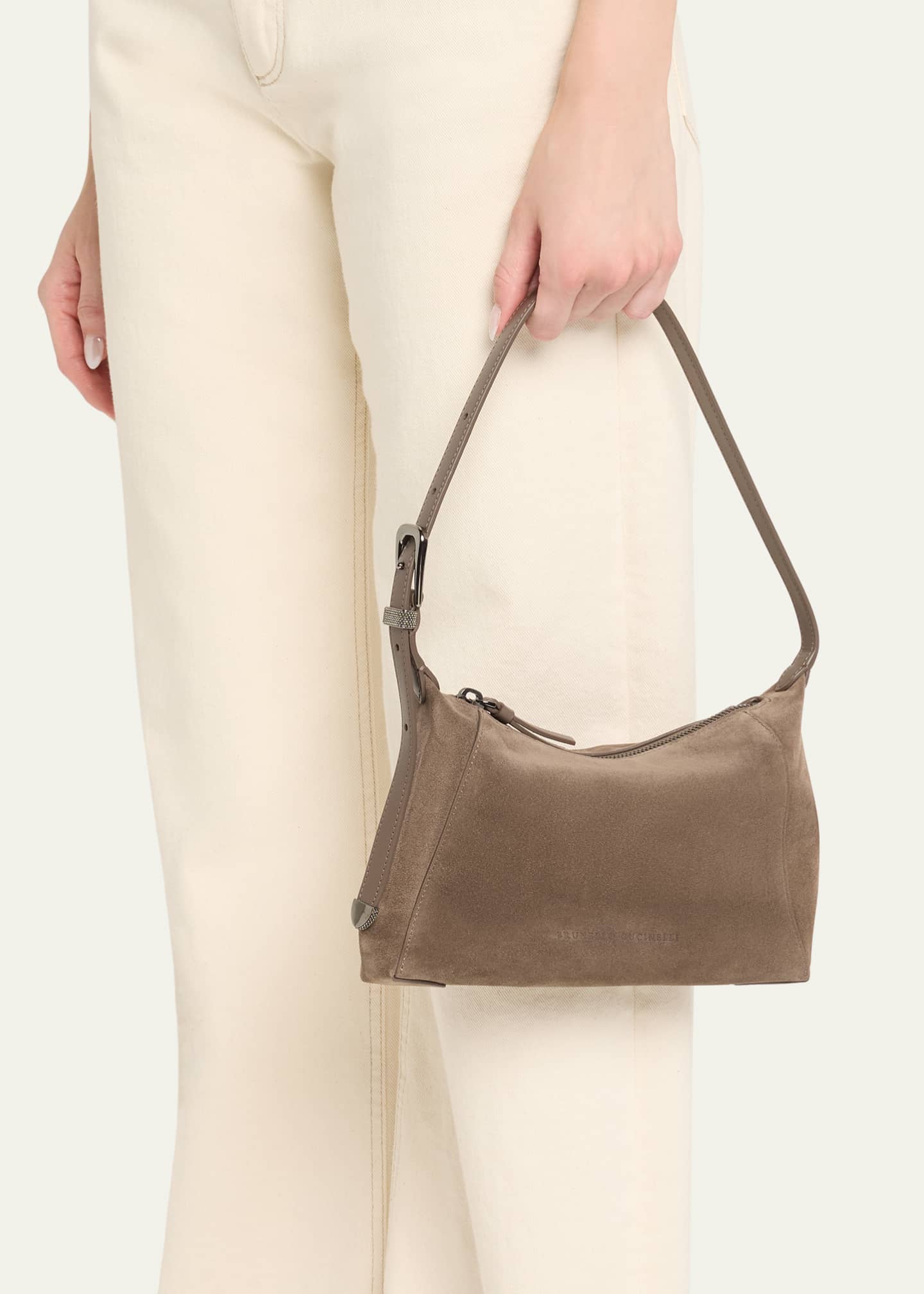 Brunello Cucinelli Monili Zip Leather Shoulder Bag Image 2 of 6