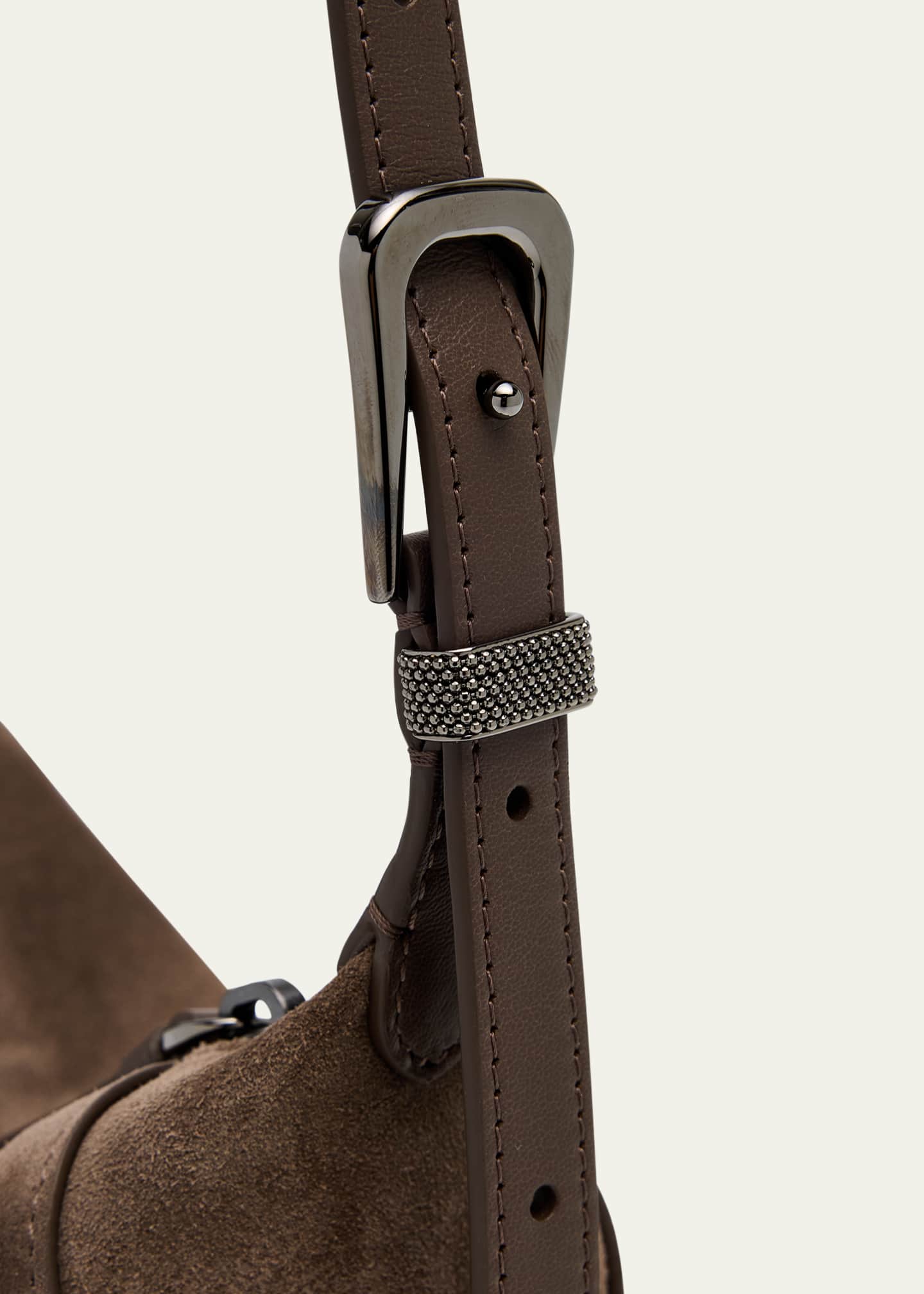 Brunello Cucinelli Monili Zip Leather Shoulder Bag Image 6 of 6