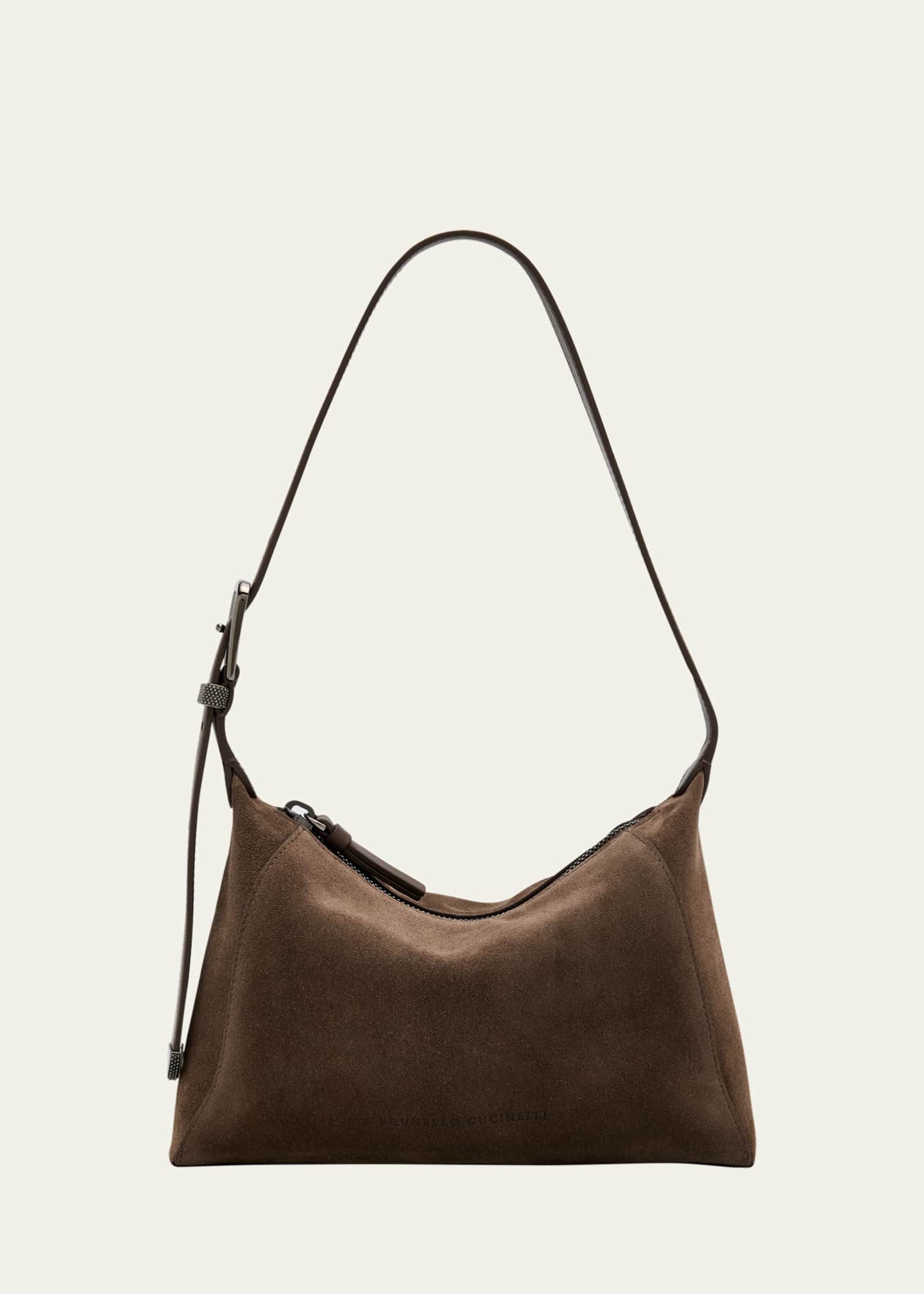 Brunello Cucinelli Monili Zip Leather Shoulder Bag Image 1 of 6