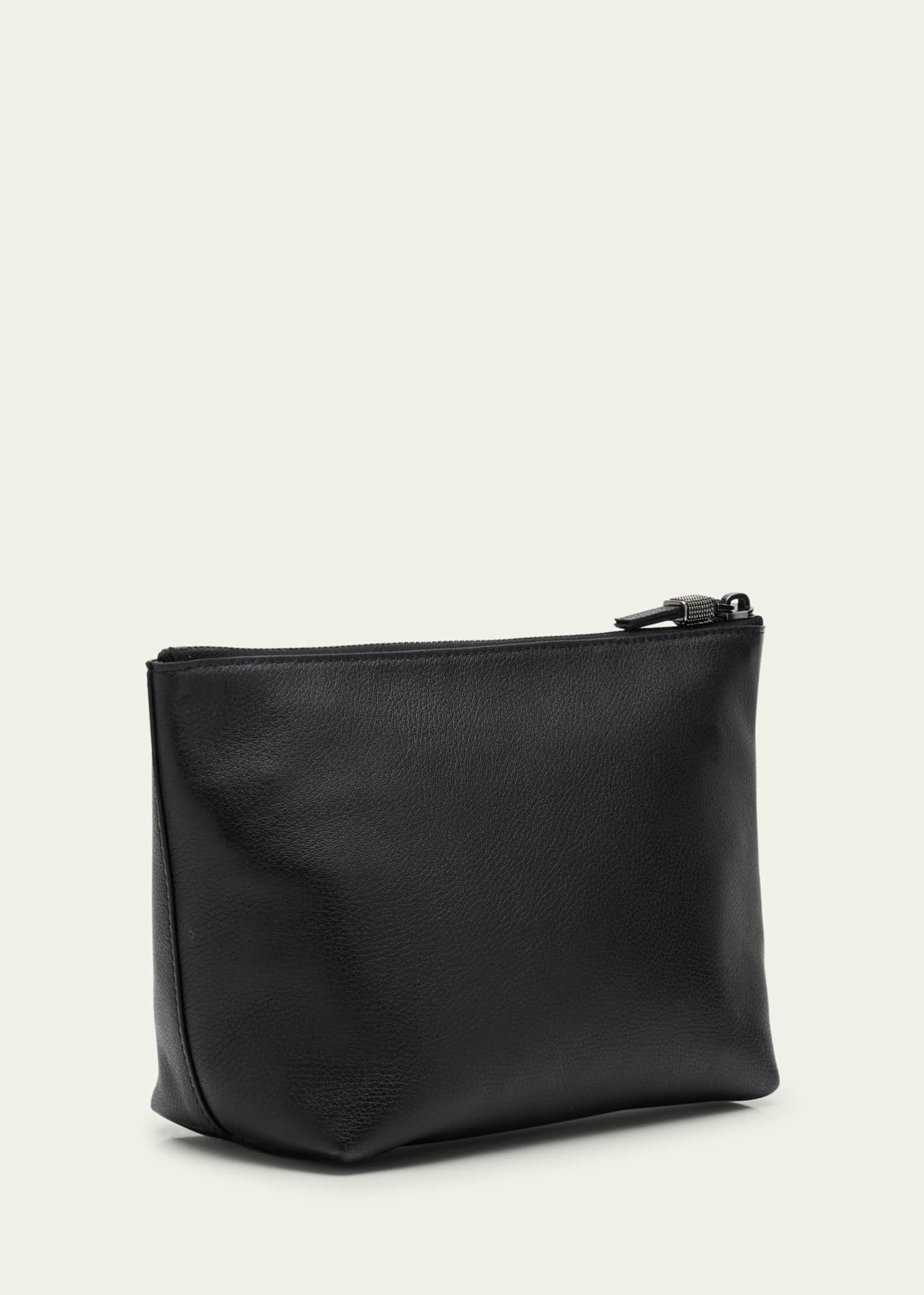Brunello Cucinelli Zip Lamb Leather Makeup Bag Image 3 of 6