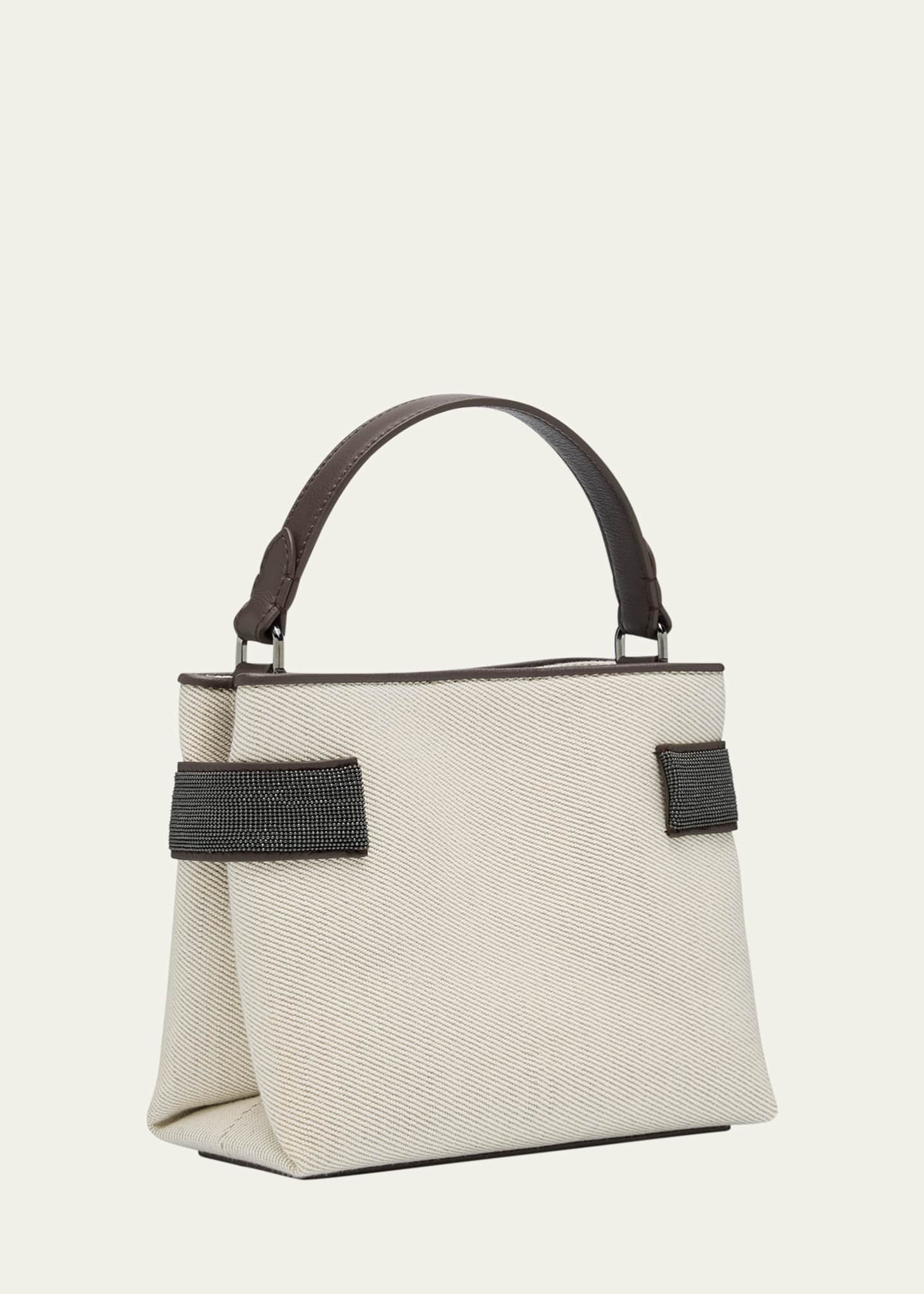 Brunello Cucinelli Monili Canvas Top-Handle Bag Image 3 of 6