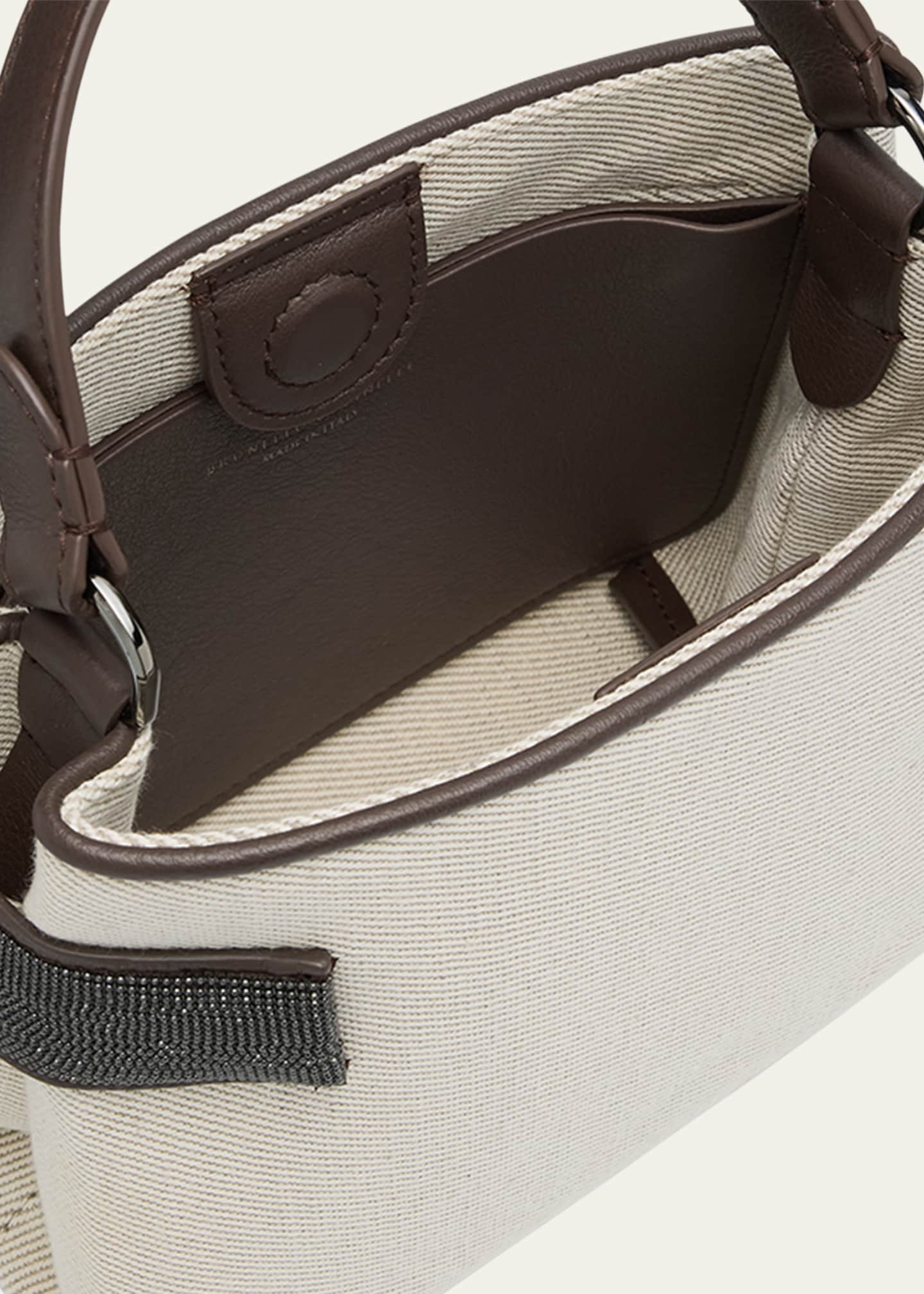 Brunello Cucinelli Monili Canvas Top-Handle Bag Image 4 of 6