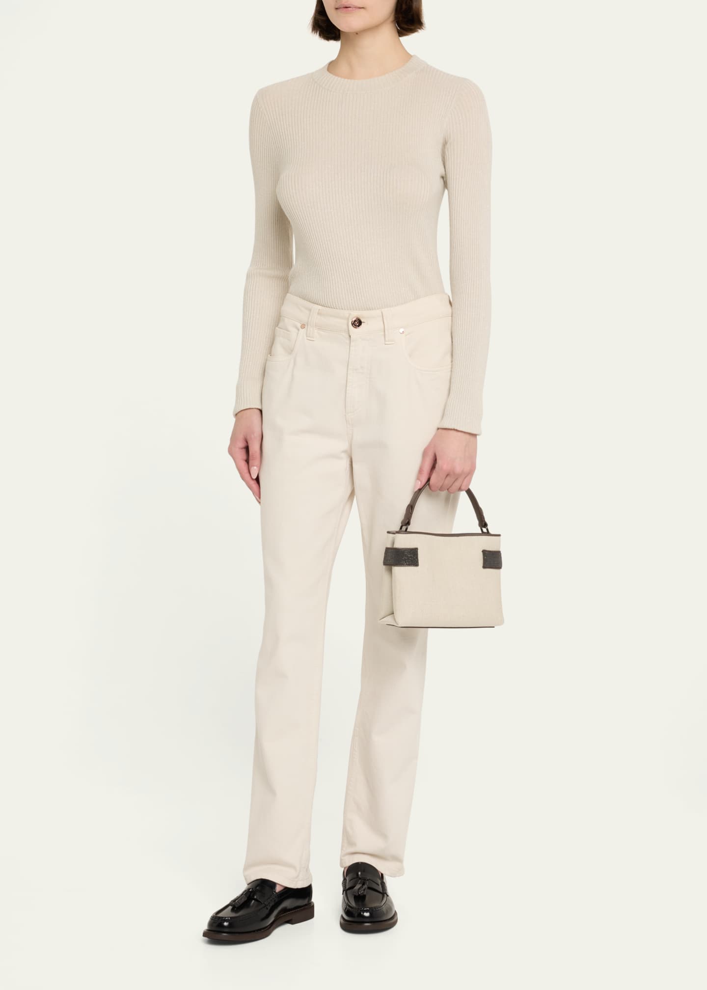 Brunello Cucinelli Monili Canvas Top-Handle Bag Image 5 of 6
