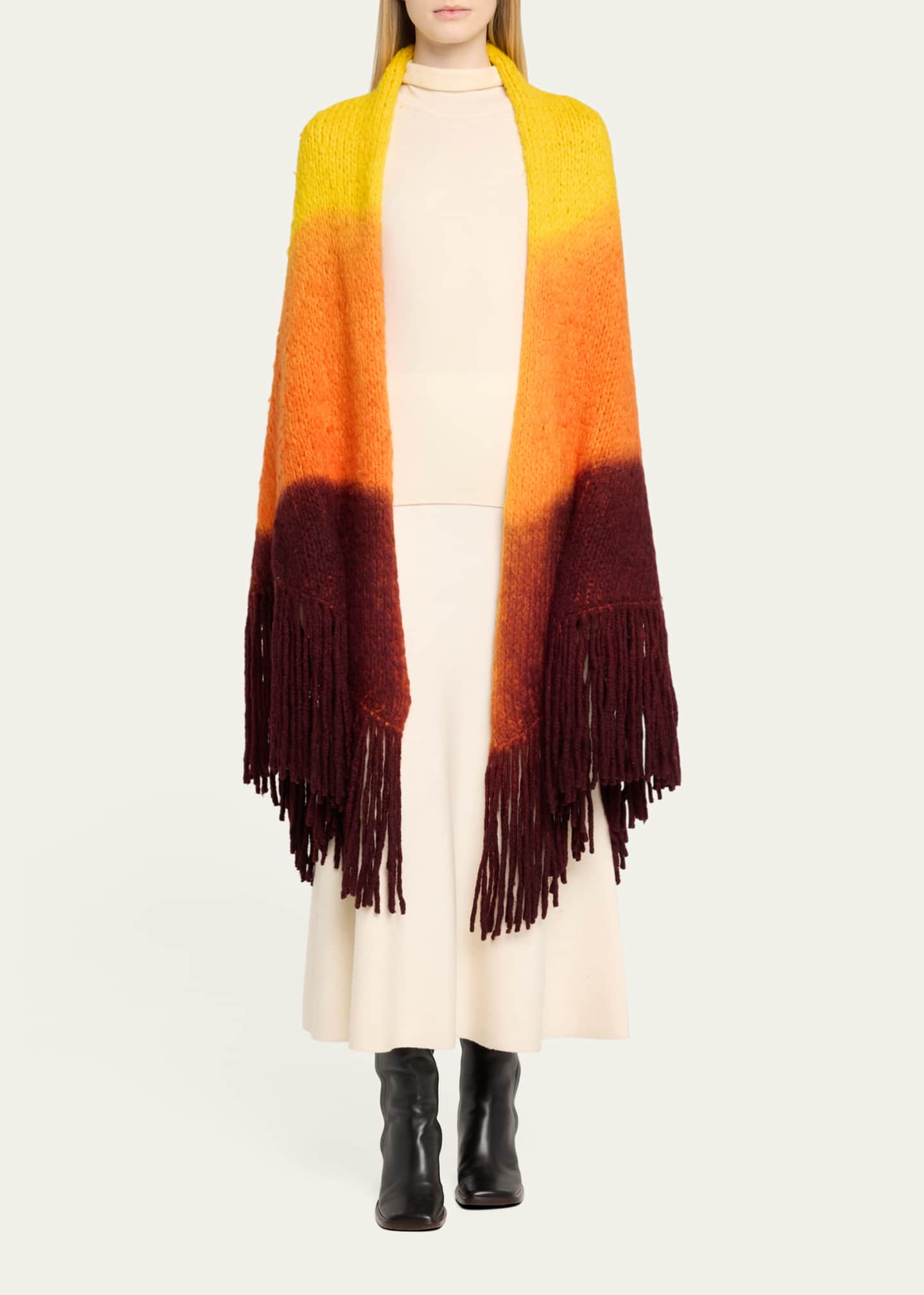 Gabriela Hearst Lauren Dip-Dye Fringe Cashmere Wrap Image 2 of 5