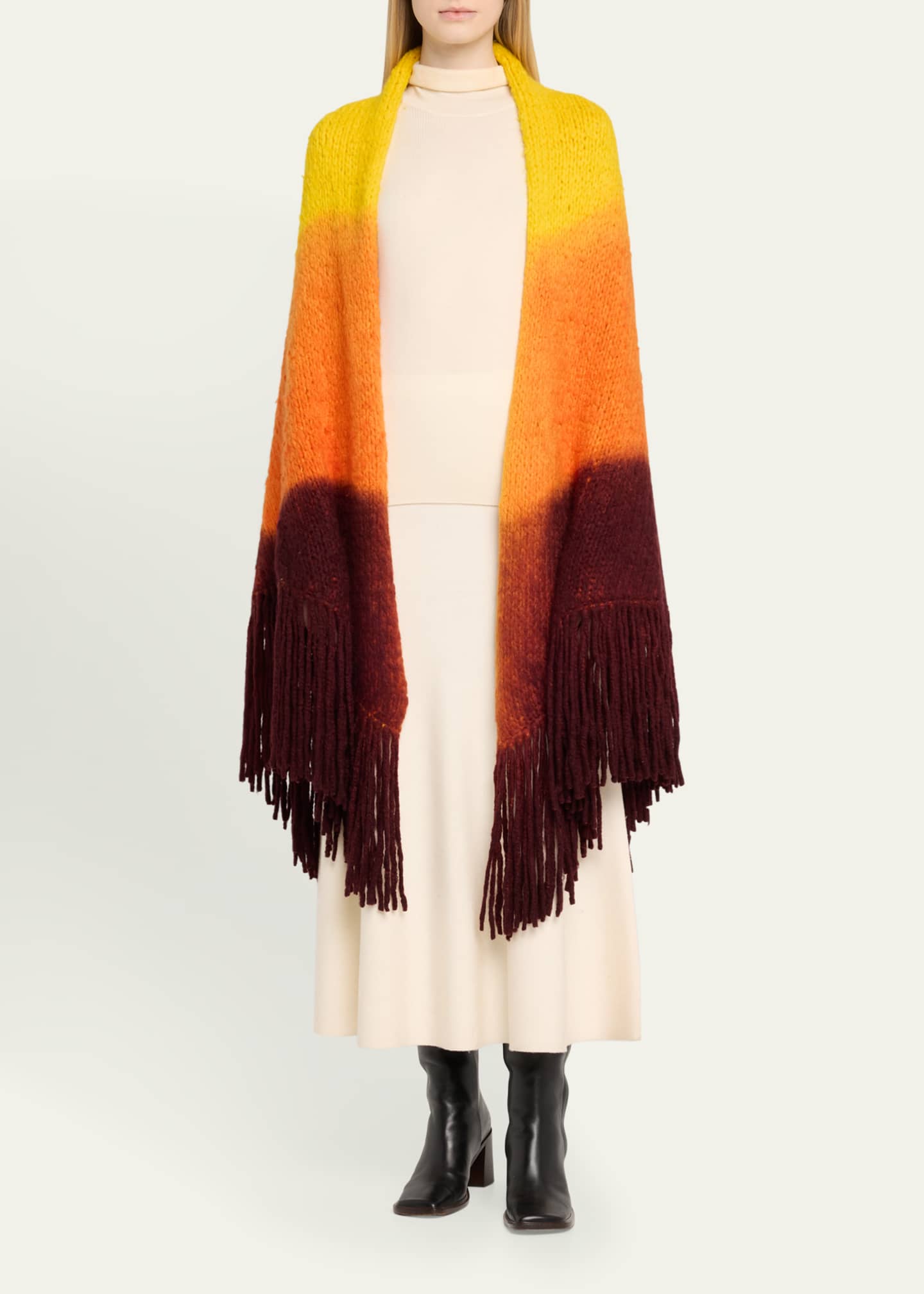 Gabriela Hearst Lauren Dip-Dye Fringe Cashmere Wrap Image 4 of 5