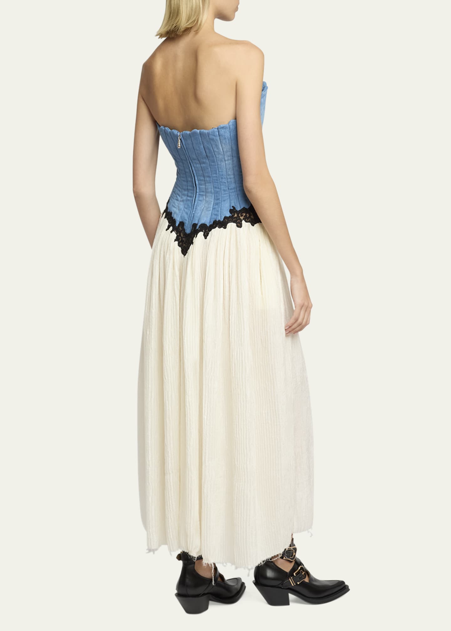 Gabriela Hearst Gleen Strapless Denim Corset Maxi Dress Image 3 of 5