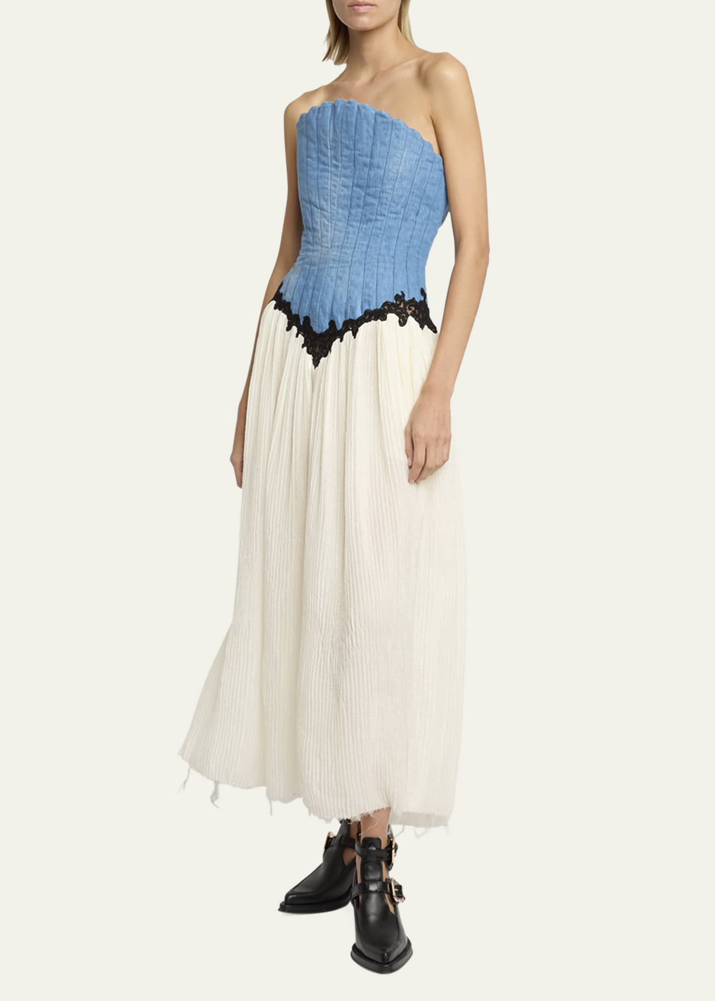 Gabriela Hearst Gleen Strapless Denim Corset Maxi Dress Image 4 of 5