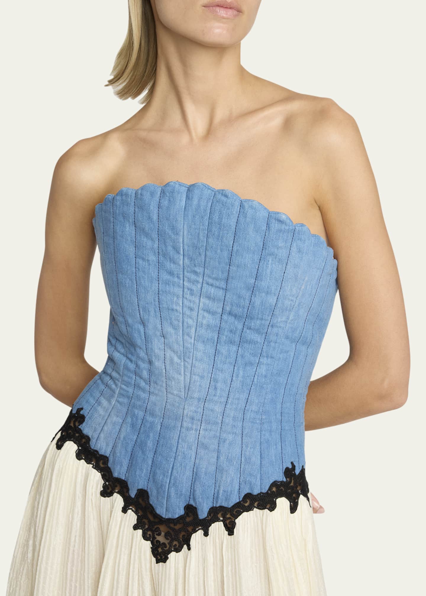 Gabriela Hearst Gleen Strapless Denim Corset Maxi Dress Image 5 of 5