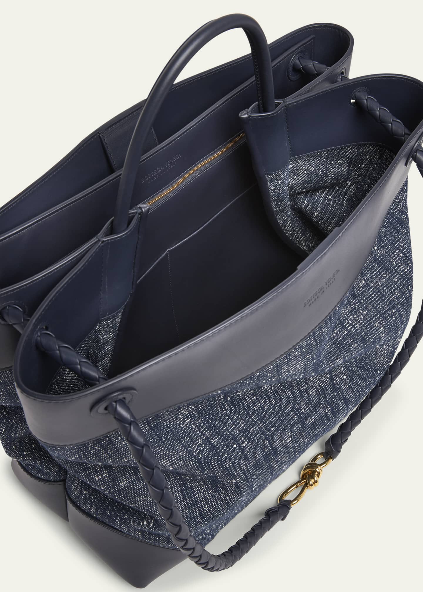 Bottega Veneta Large Andiamo Denim Boucle Crossbody Bag Image 4 of 6