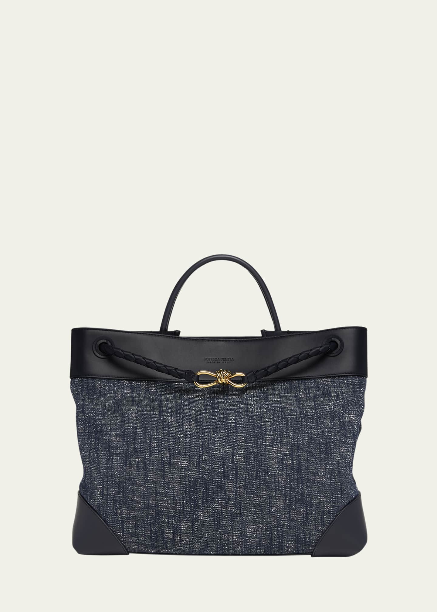 Bottega Veneta Large Andiamo Denim Boucle Crossbody Bag Image 1 of 6
