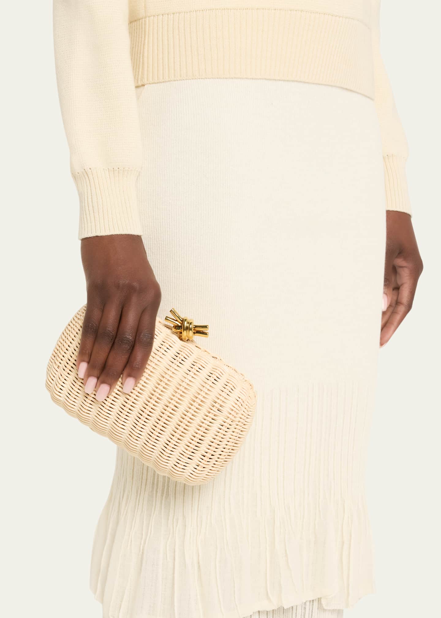 Bottega Veneta Knot Chain Rattan Crossbody Bag Image 2 of 6