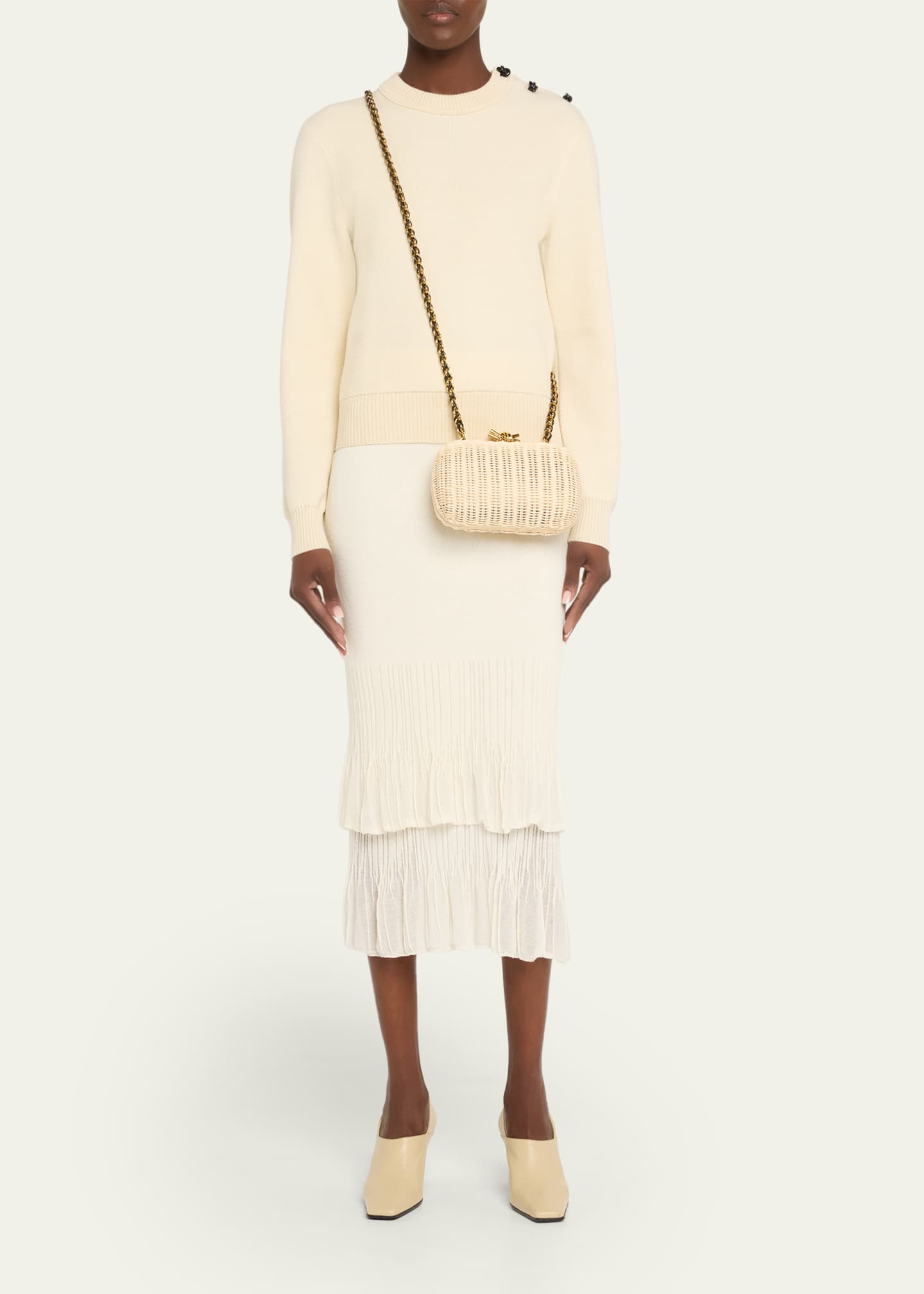 Bottega Veneta Knot Chain Rattan Crossbody Bag Image 5 of 6