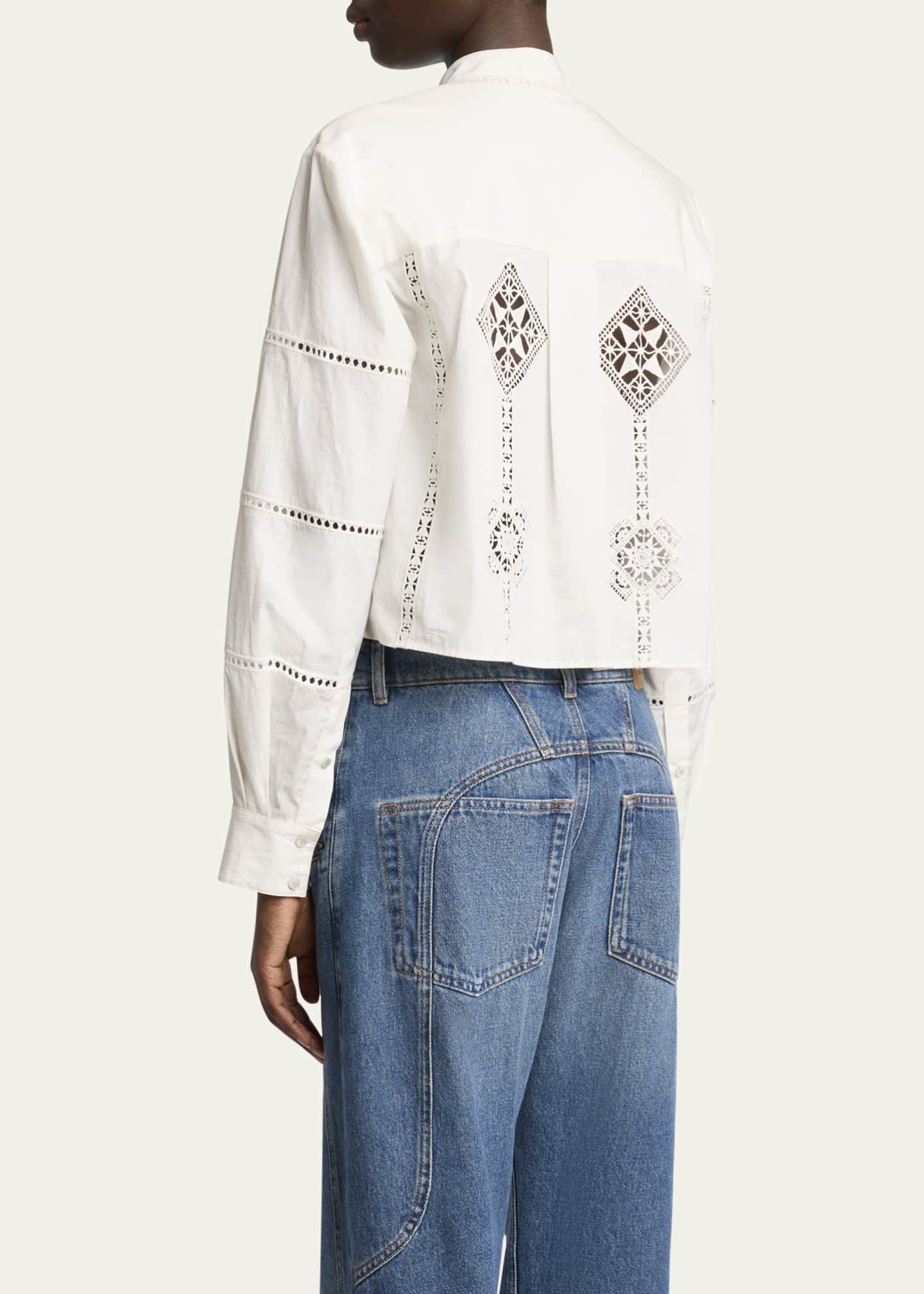 Isabel Marant Serena Openwork Poplin Cropped Top - Bergdorf
