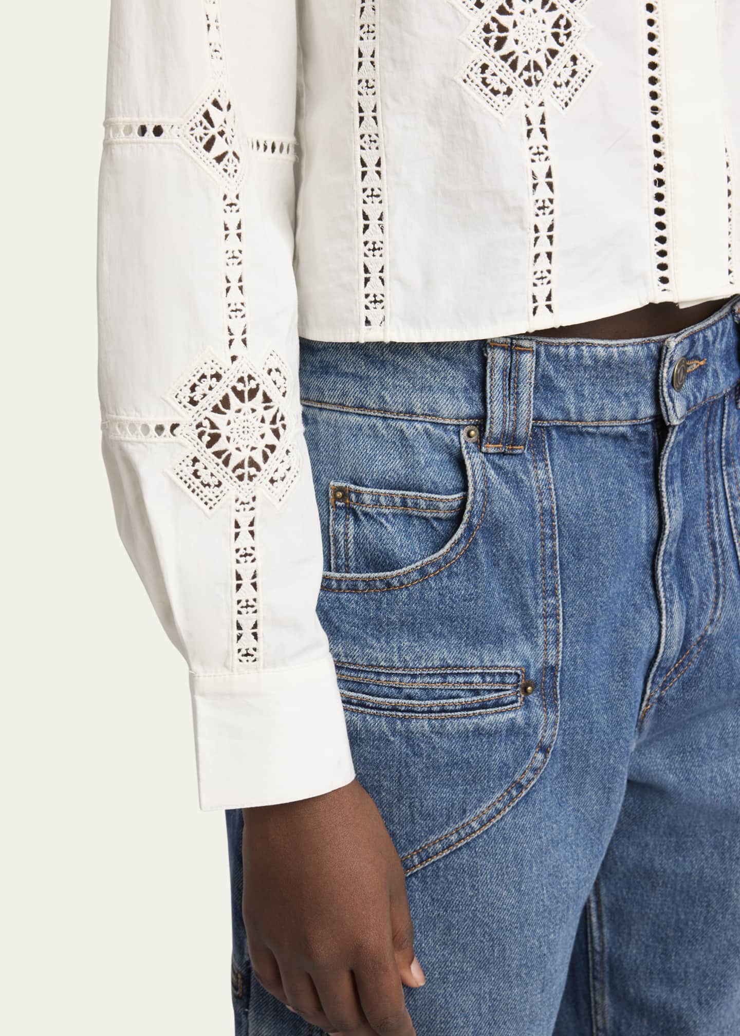 Isabel Marant Serena Openwork Poplin Cropped Top - Bergdorf