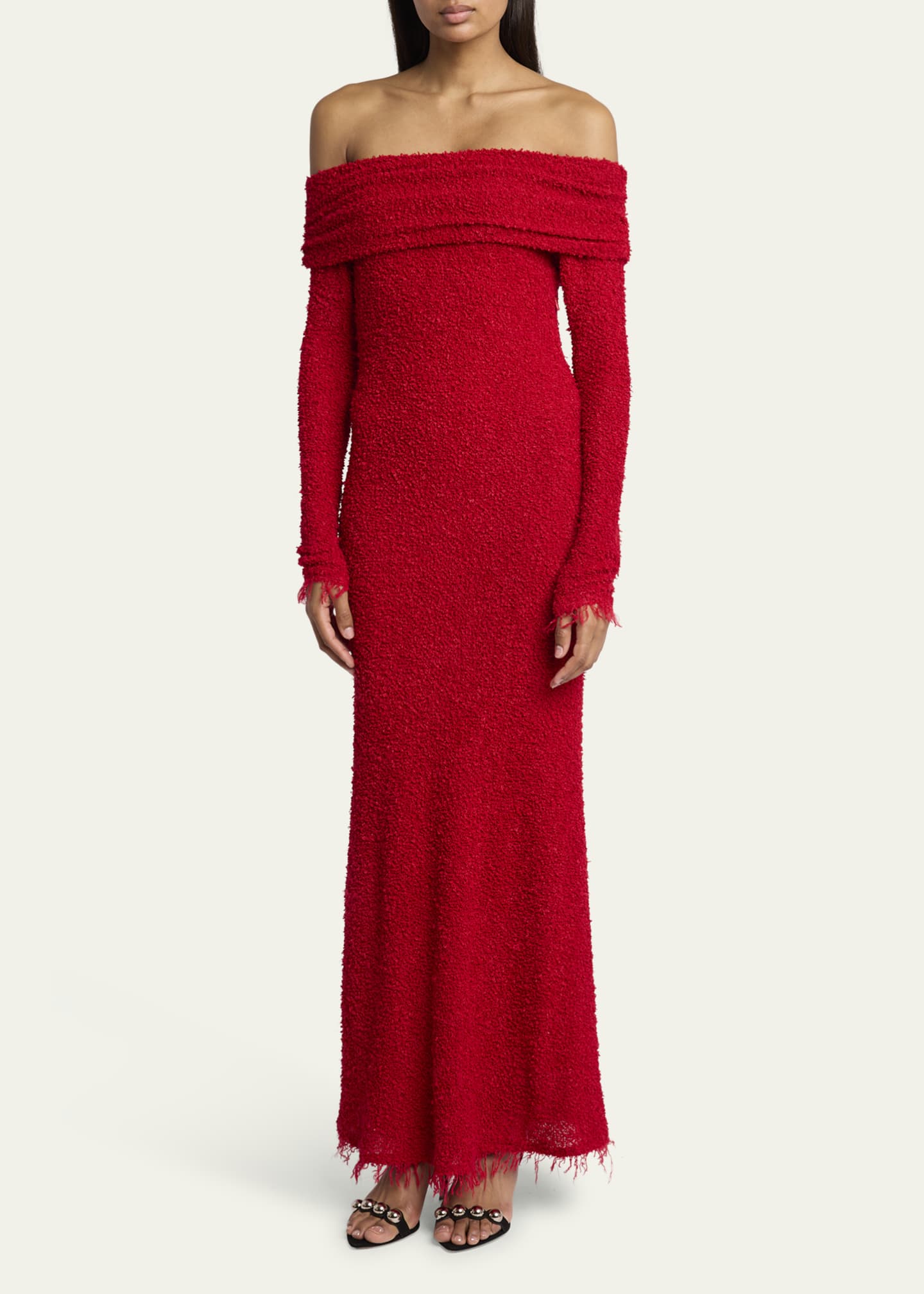 Isabel Marant Ormany Boucle Jersey Off-Shoulder Dress Image 2 of 5