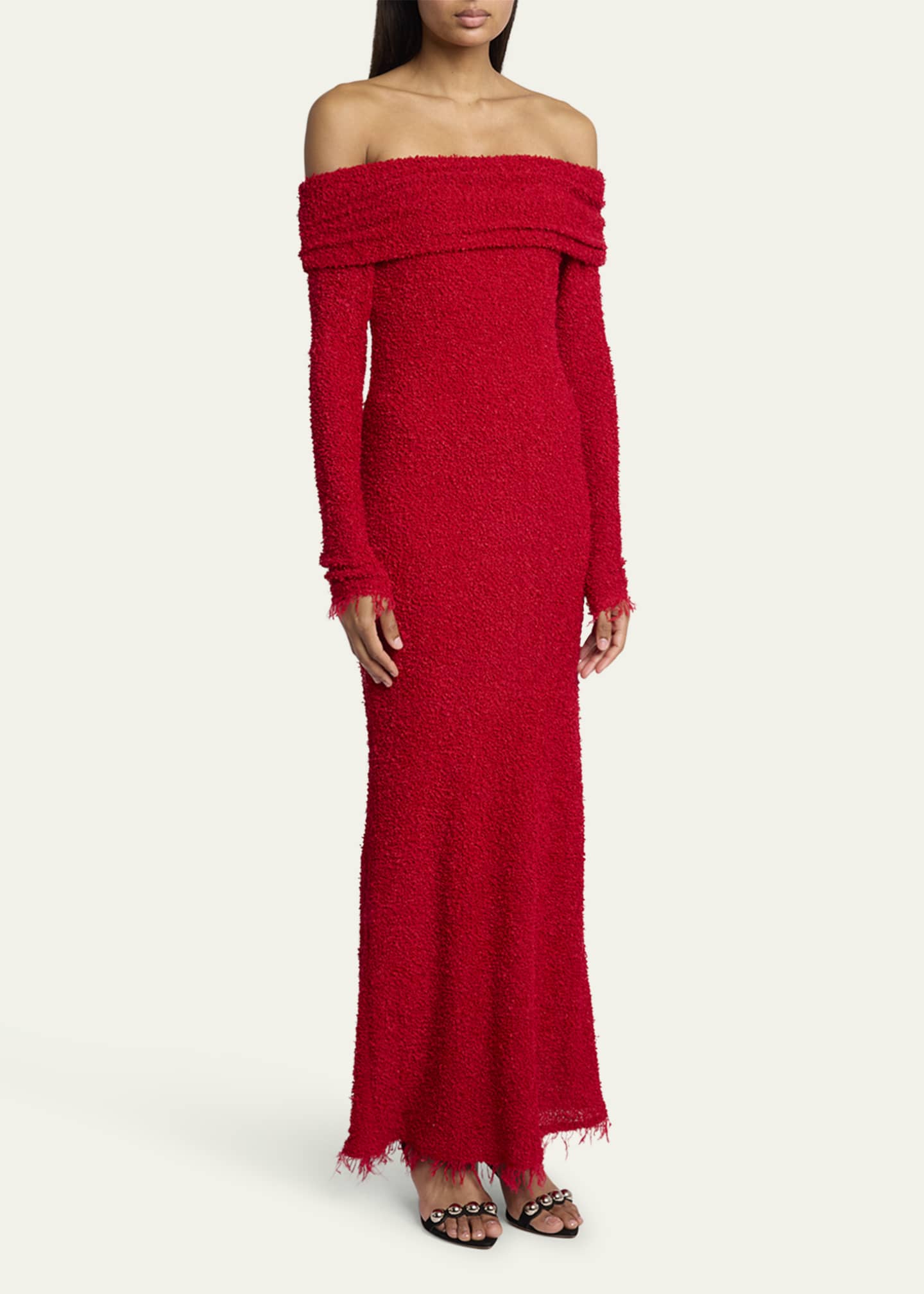 Isabel Marant Ormany Boucle Jersey Off-Shoulder Dress Image 4 of 5