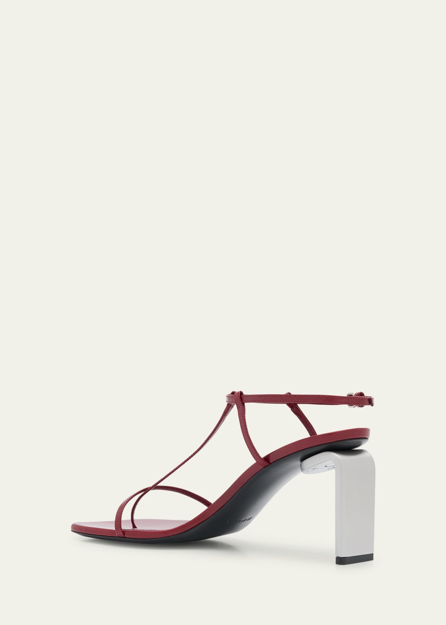 Jil Sander Leather T-Strap Heeled Sandals Image 4 of 6