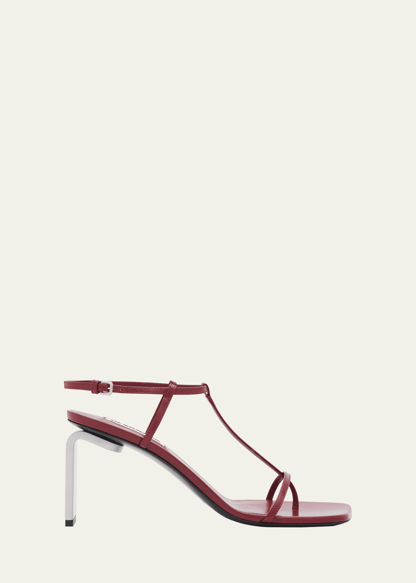 Jil Sander T-Strap Sandals in Black Leather ref.989565