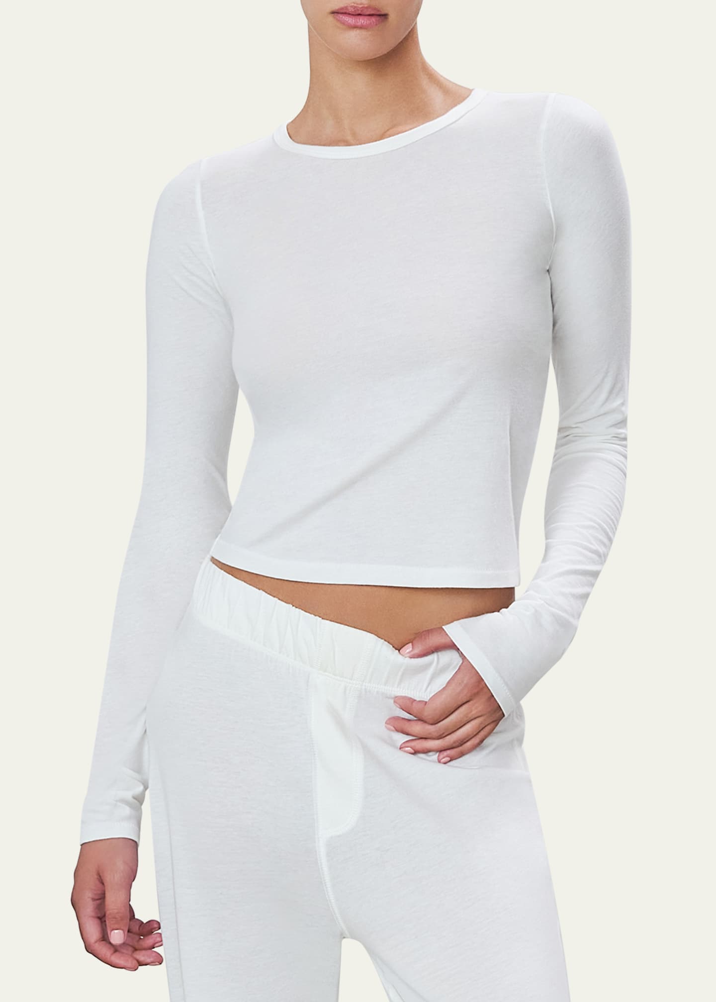 Eterne Fitted Crewneck Long-Sleeve T-Shirt Image 5 of 5
