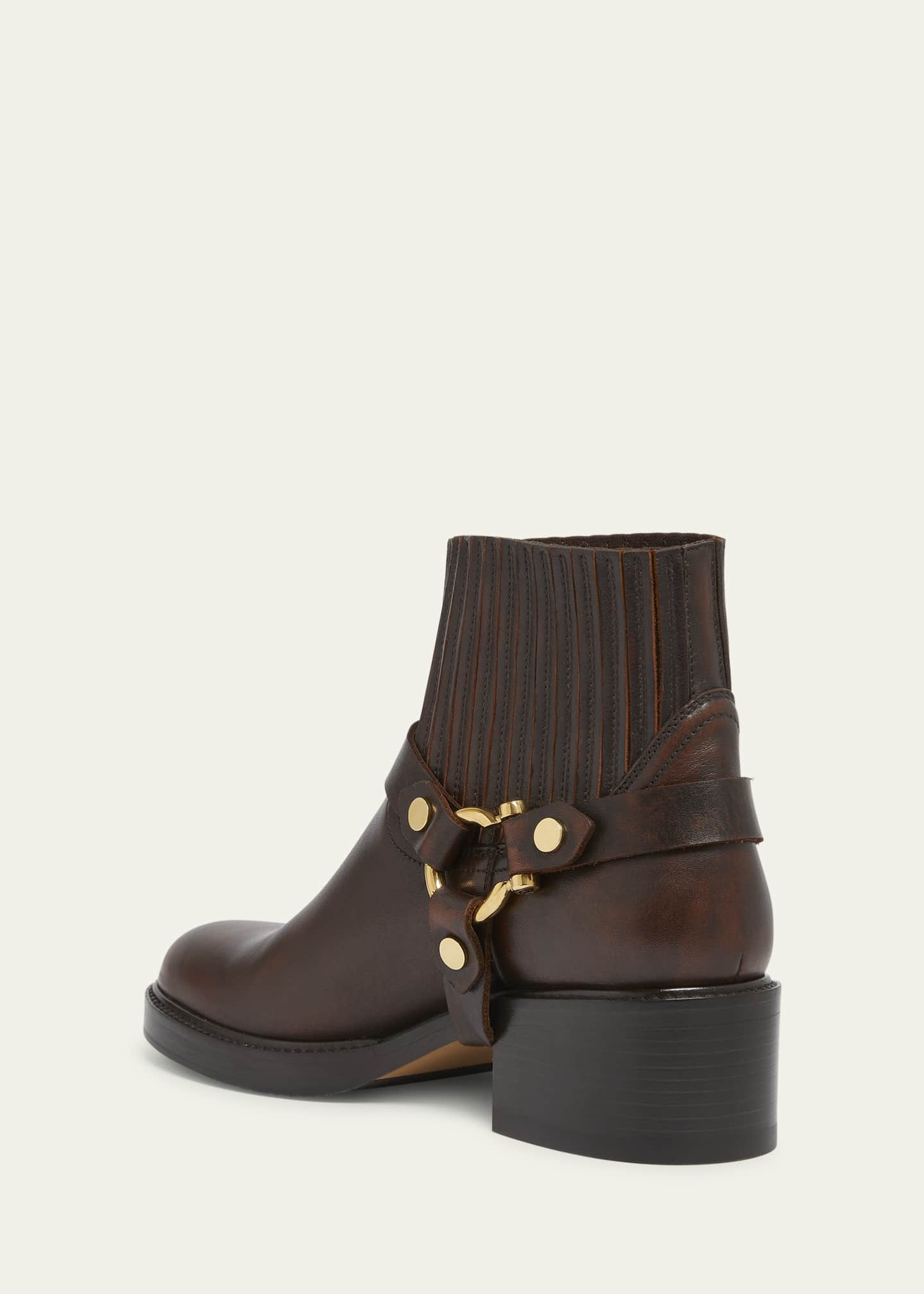 Chloe Dakota Leather Harness Moto Ankle Booties Image 2 of 3