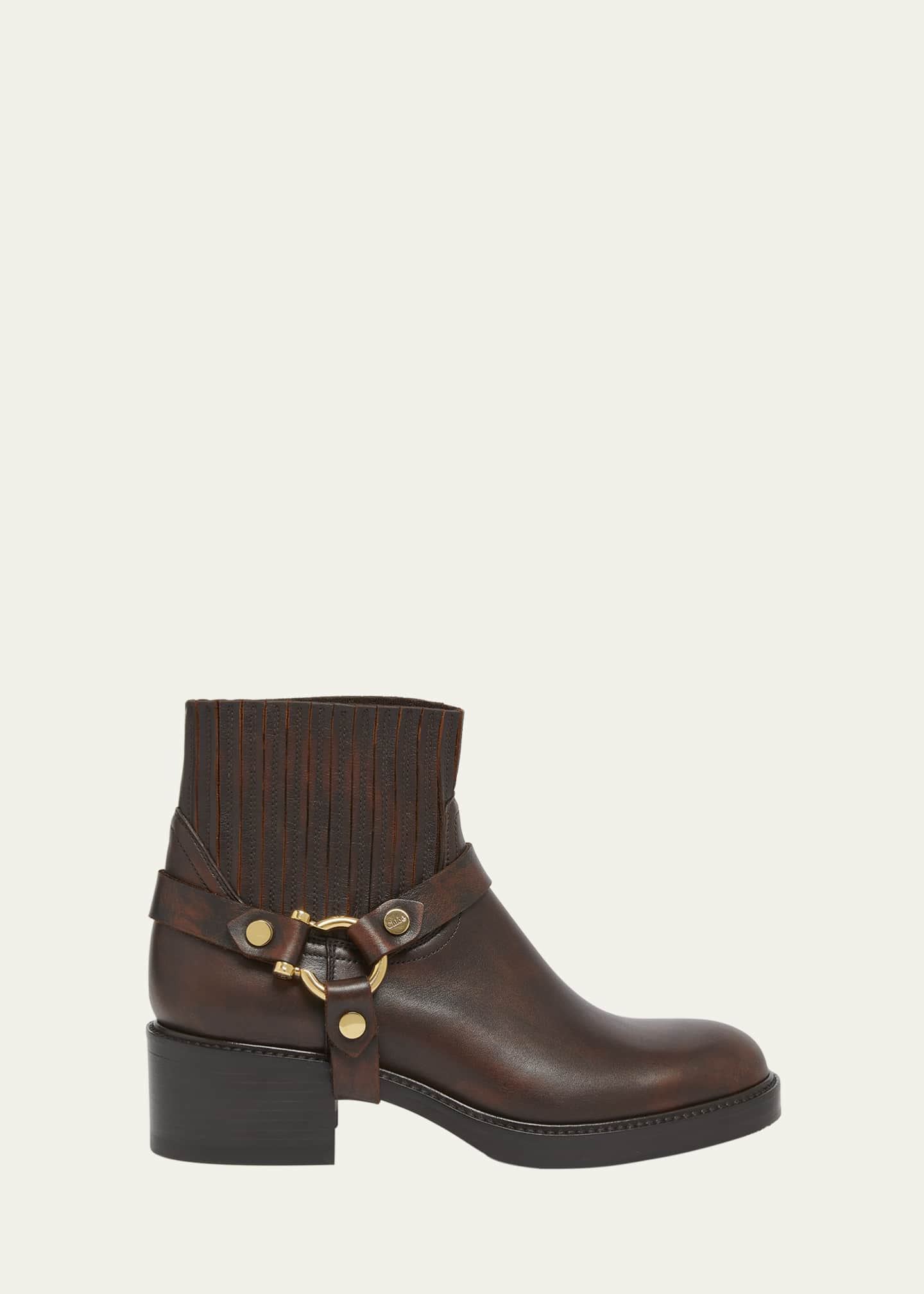 Chloe Dakota Leather Harness Moto Ankle Booties Image 1 of 3