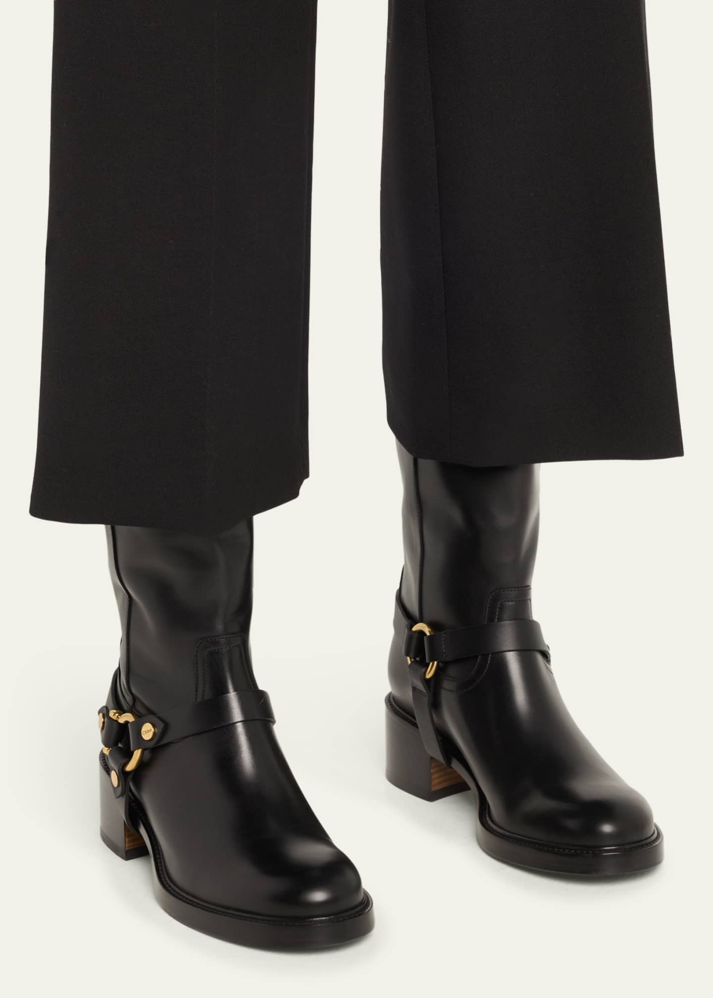 Chloe Dakota Leather Harness Moto Boots Image 2 of 5