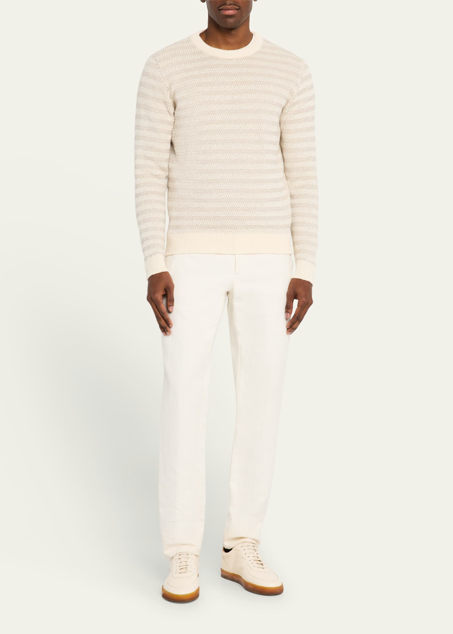 Fioroni Men's Cotton Stripe Crewneck Sweater Image 2 of 5