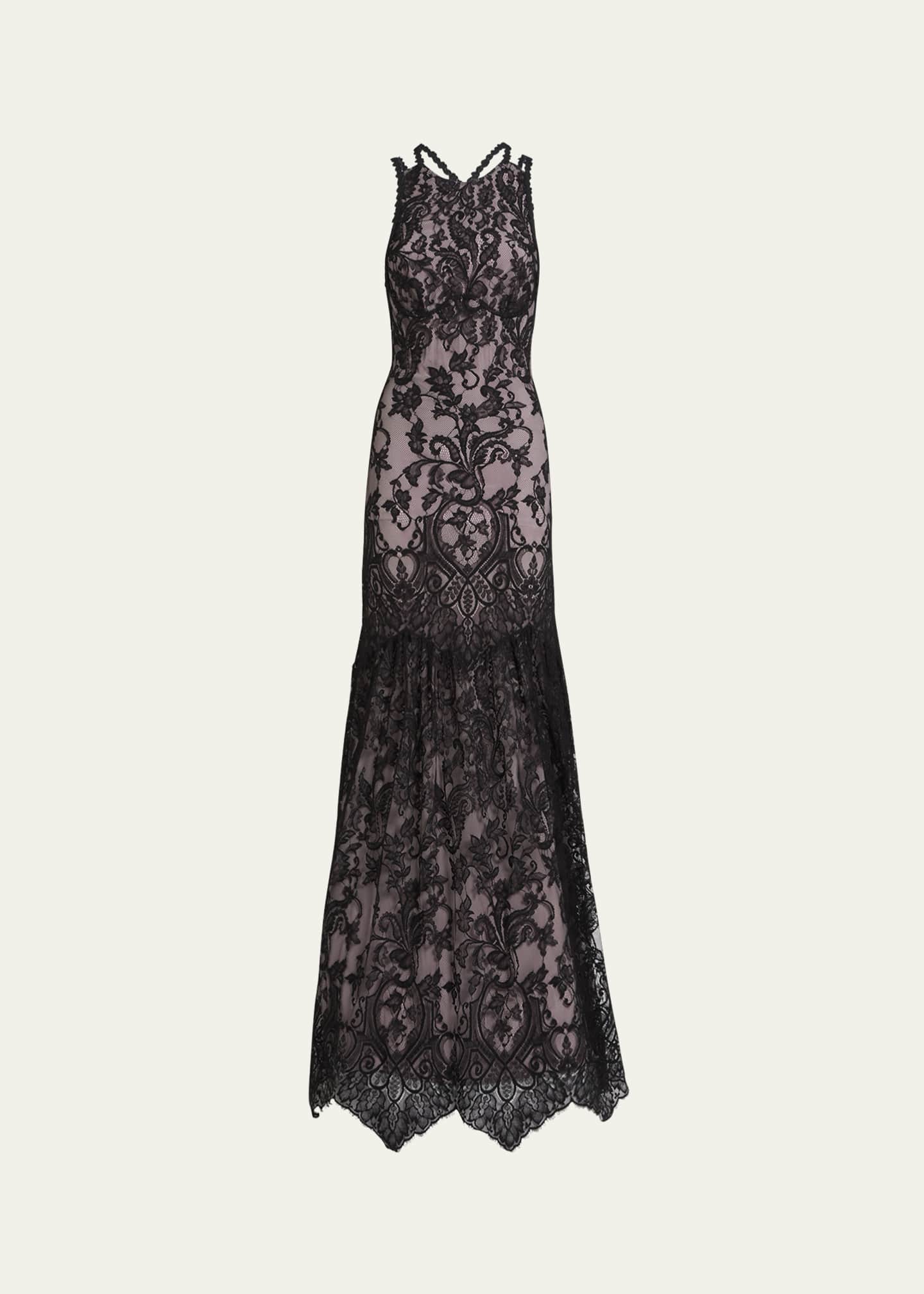 Strappy Lace Trumpet Gown