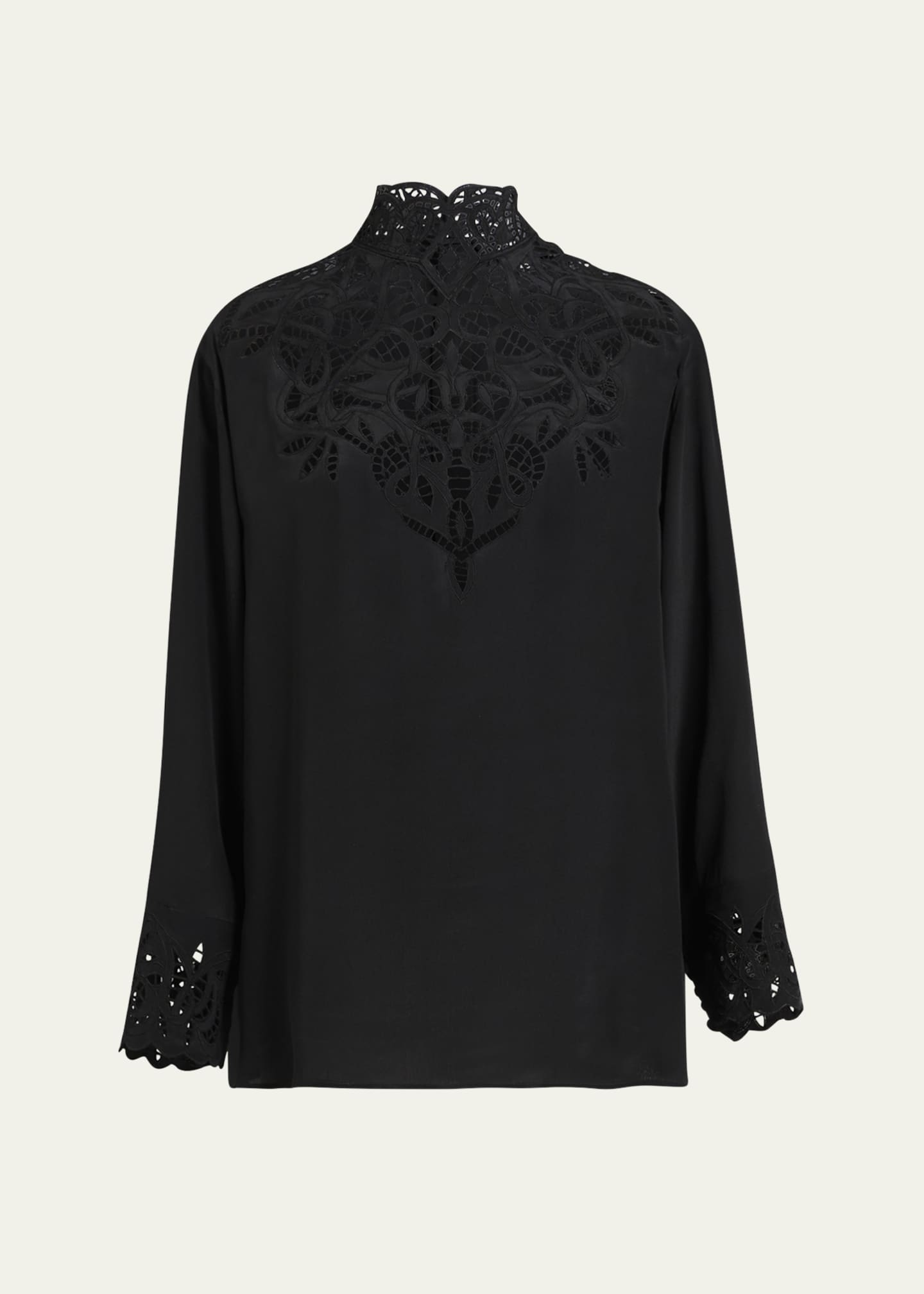 Etro Botanical Guipure High Neck Blouse