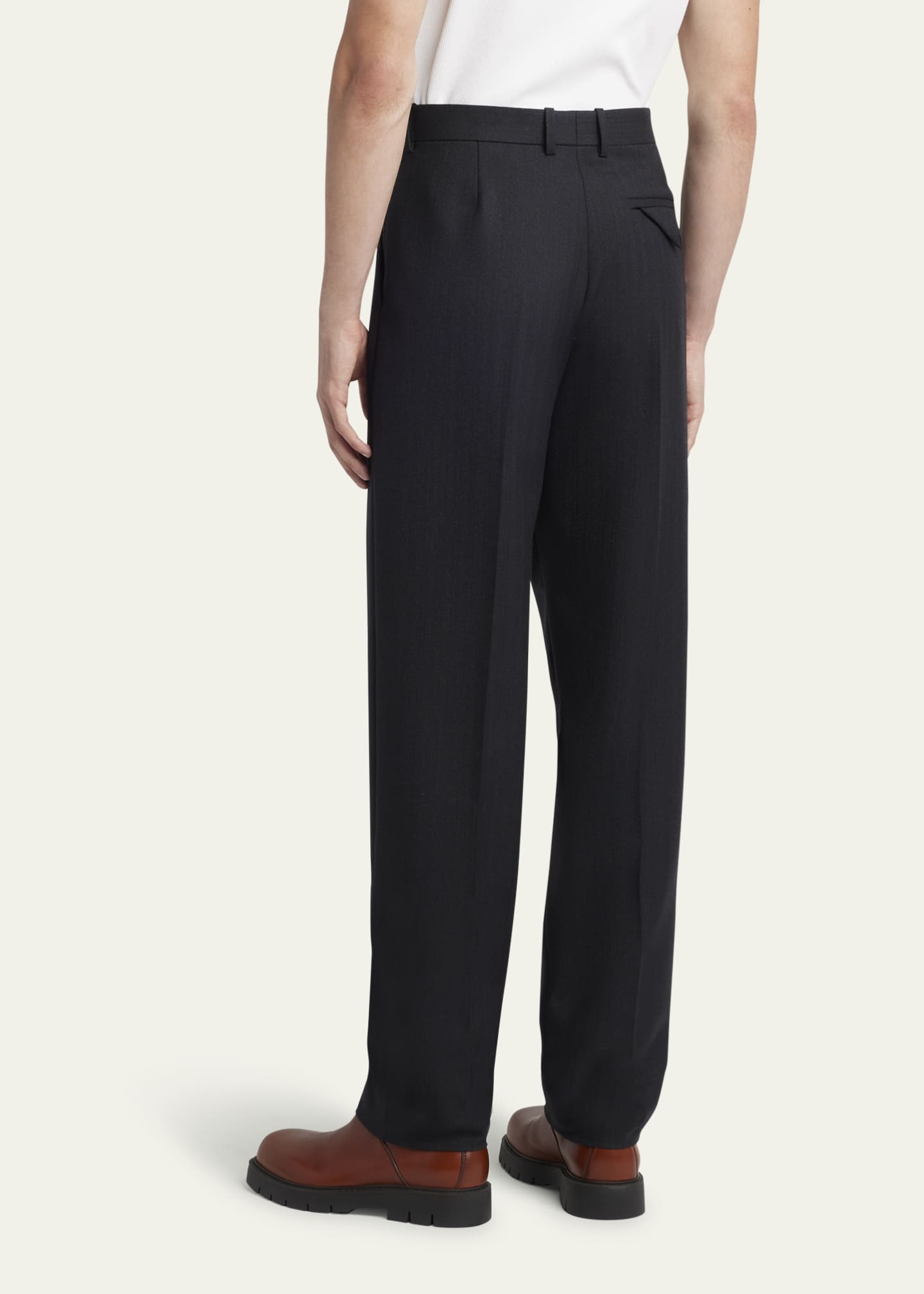 Bottega Veneta Men's Subtle Stripe Pleated Pants Image 3 of 5