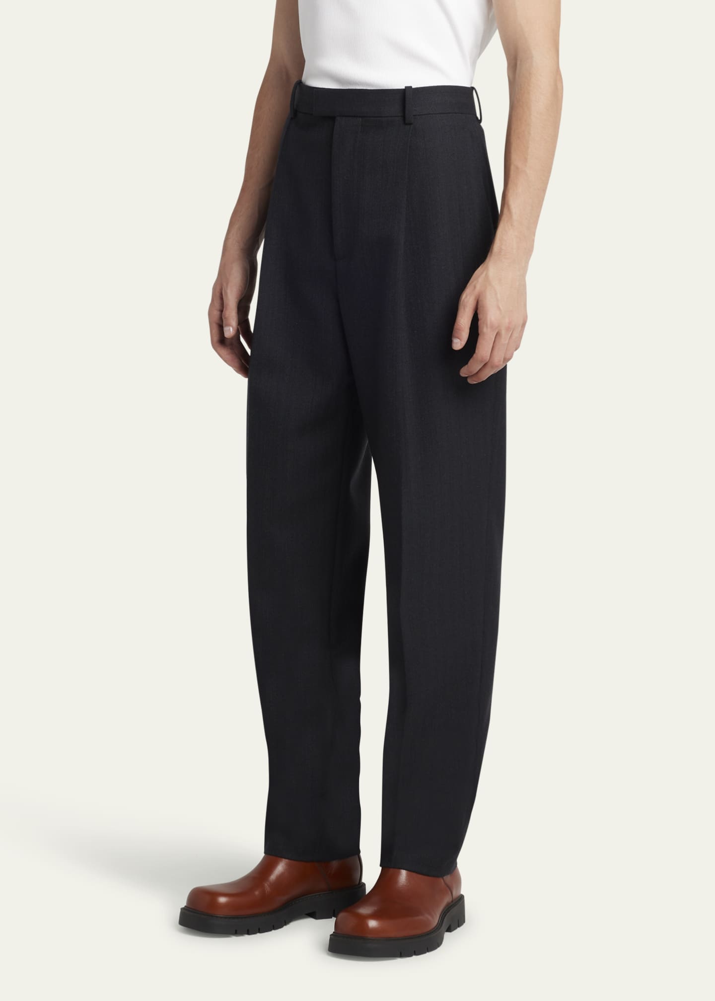 Bottega Veneta Men's Subtle Stripe Pleated Pants Image 4 of 5