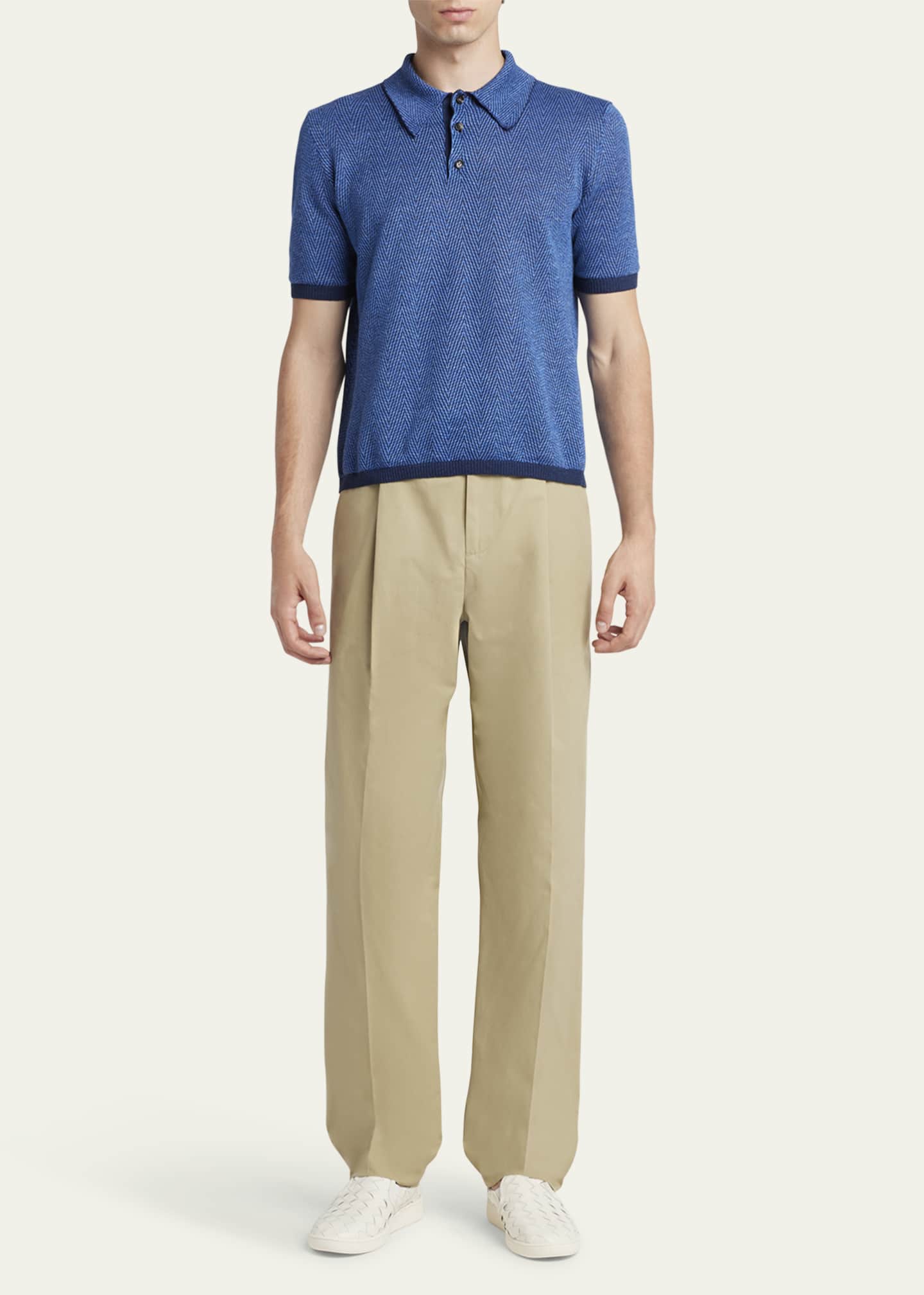 Bottega Veneta Men's Light Cotton Pleated Trousers Image 2 of 5