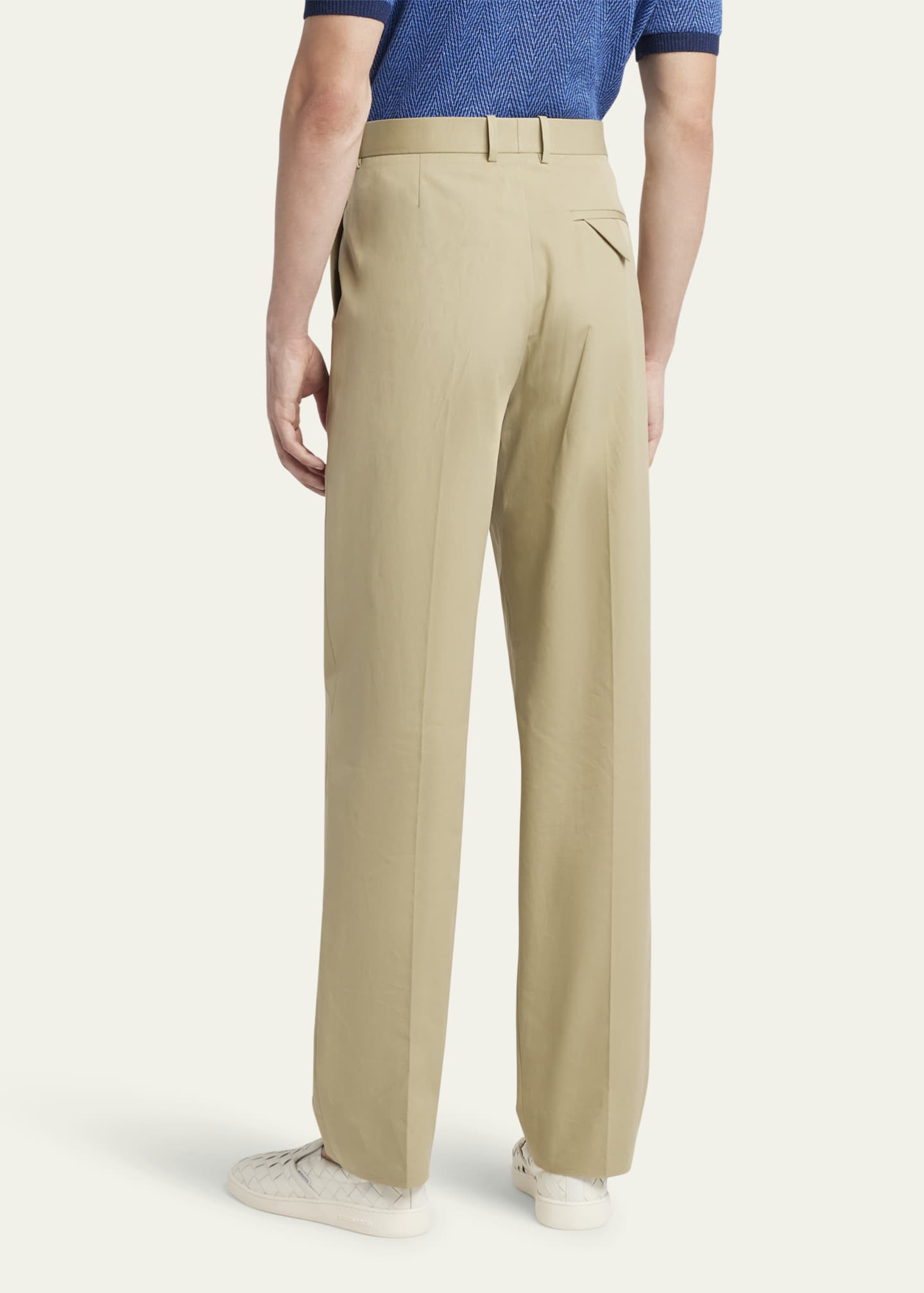 Bottega Veneta Men's Light Cotton Pleated Trousers Image 3 of 5