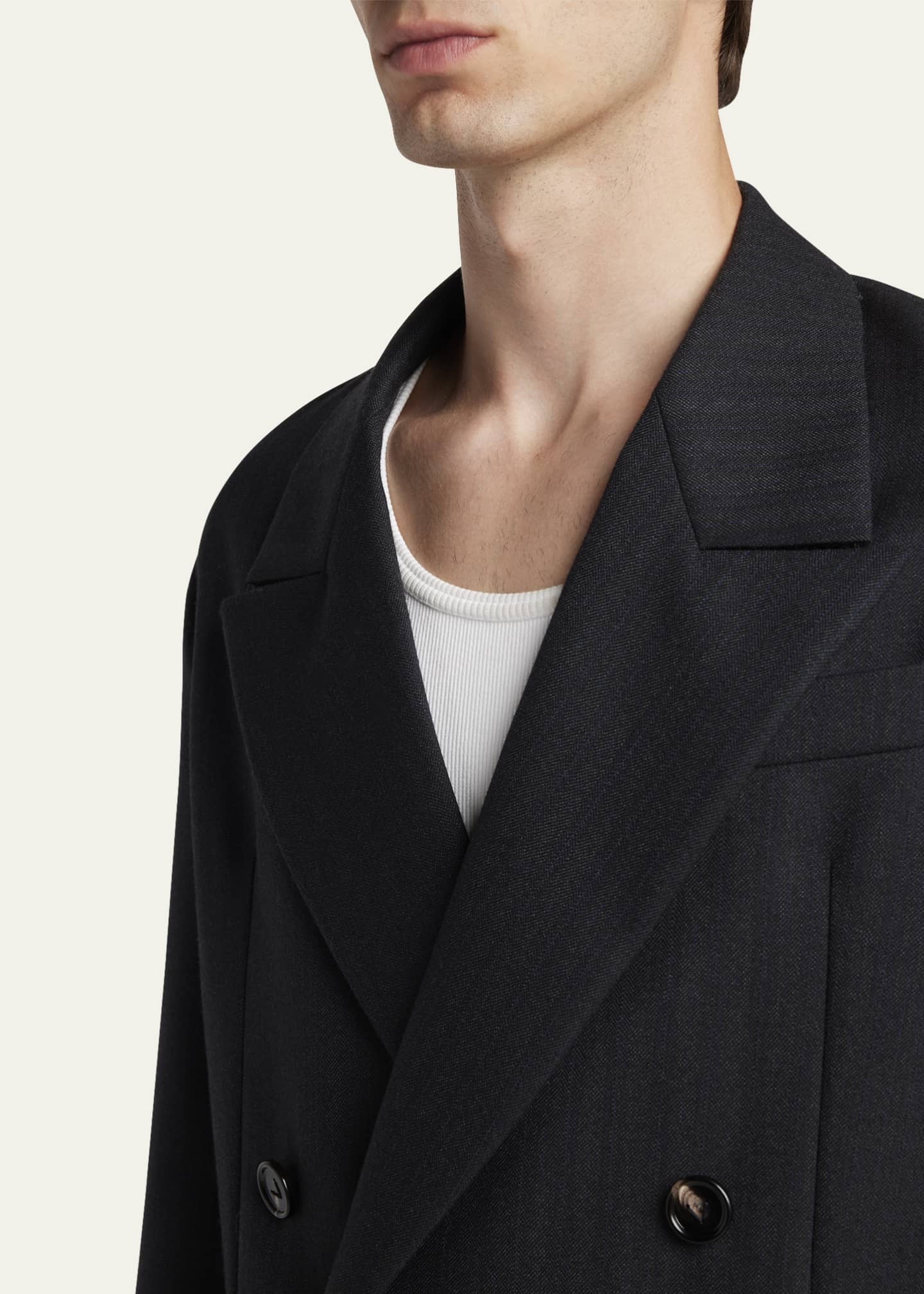 Bottega Veneta Men's Subtle Stripe Double-Breasted Sport Coat Image 5 of 5