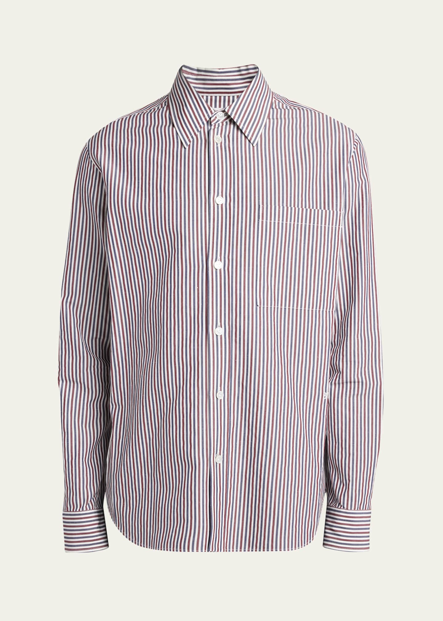 Bottega Veneta Men's Striped Poplin Dress Shirt Image 1 of 5