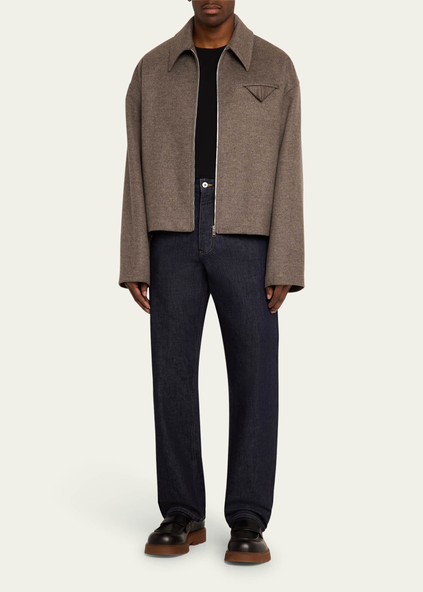 Bottega Veneta Men's Melange Wool-Cashmere Blouson Jacket Image 2 of 5