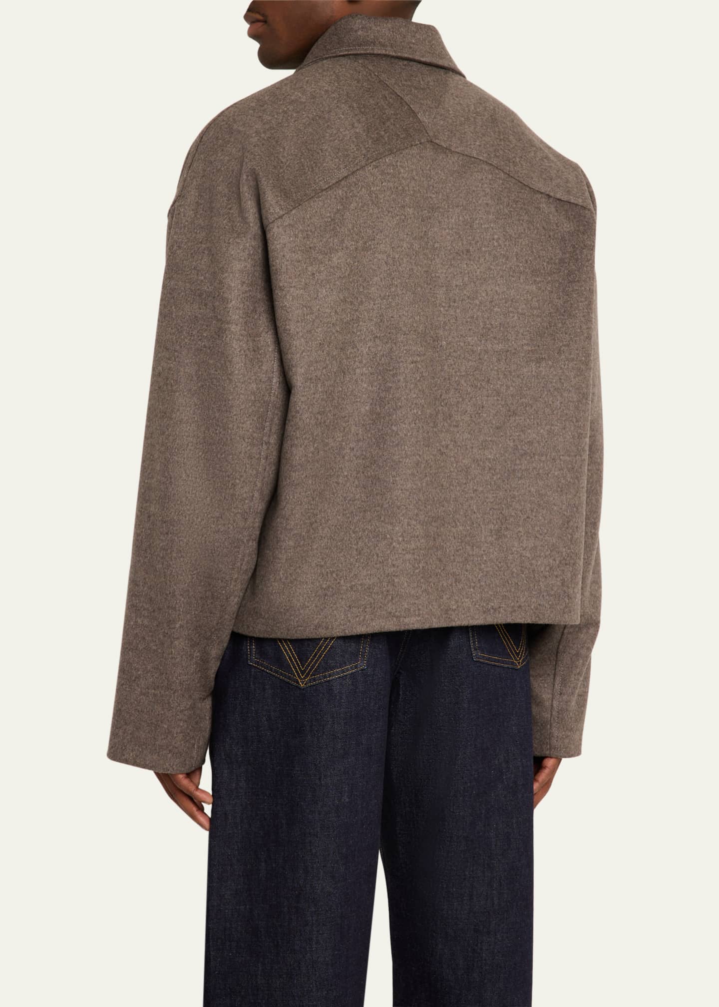 Bottega Veneta Men's Melange Wool-Cashmere Blouson Jacket Image 3 of 5