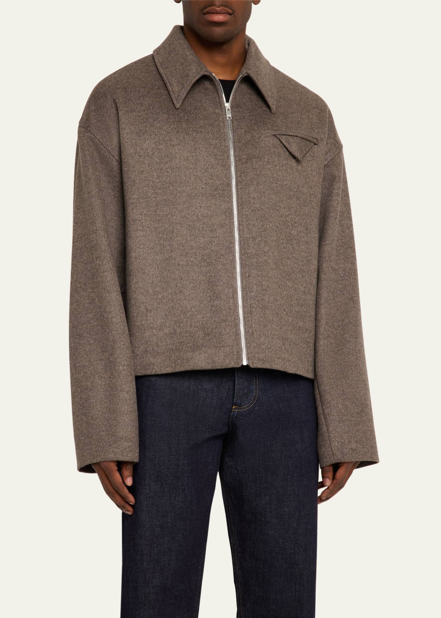 Bottega Veneta Men's Melange Wool-Cashmere Blouson Jacket Image 4 of 5