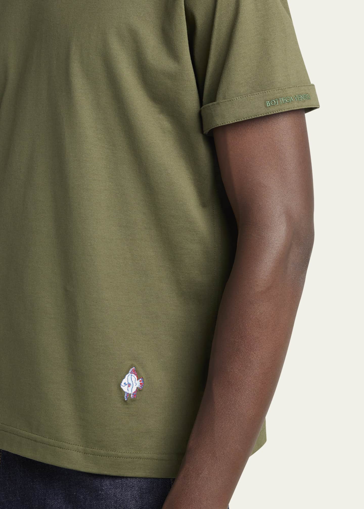 Bottega Veneta Men's Jersey Fish Embroidered T-Shirt Image 5 of 5
